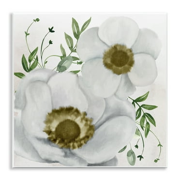 Stupell Industries Gold Centered Magnolia Plants & Flowers Painting Unframed Art Print Wall Art, 12 x 12