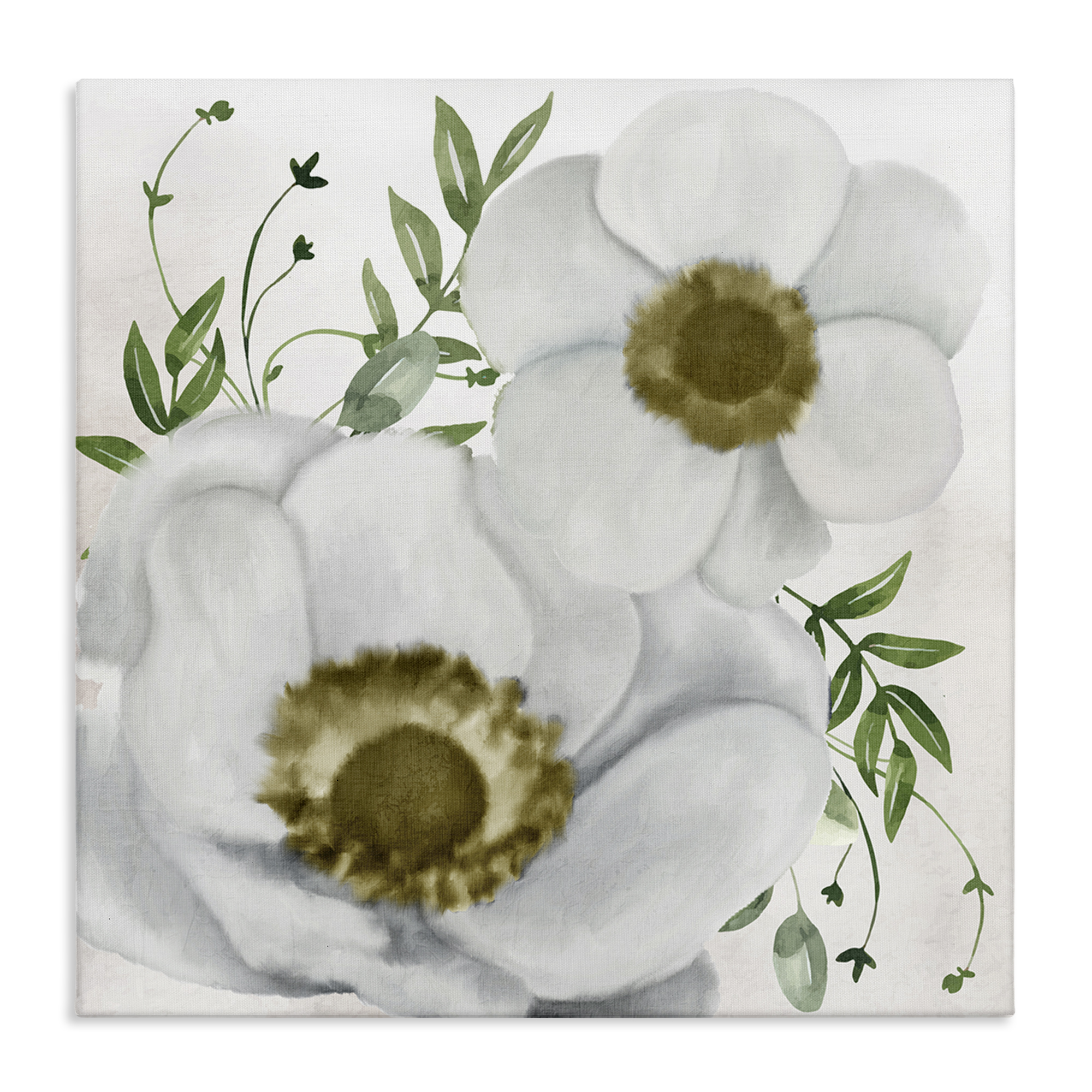 Stupell Industries Gold Centered Magnolia Plants & Flowers Painting Wrapped Canvas Art Print Wall Art, 24 x 24