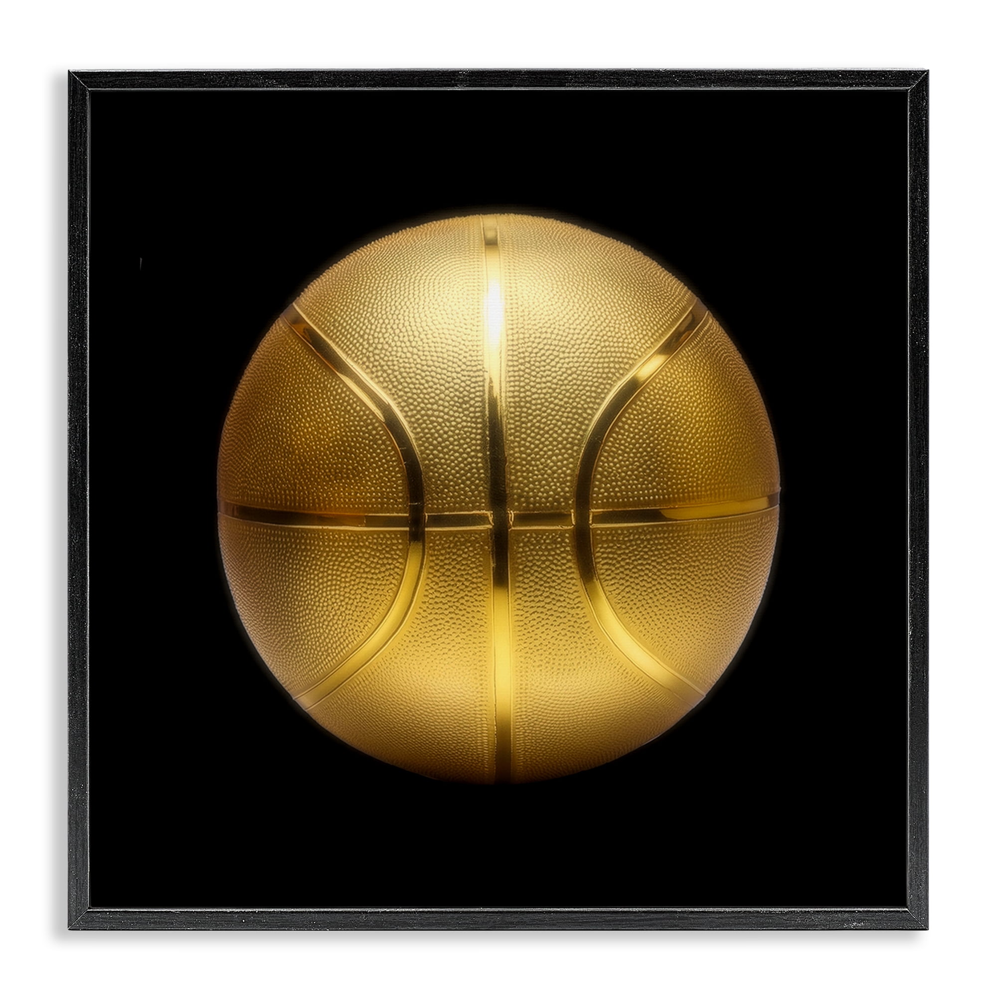 Stupell Industries Gold Designer Basketball Sports Painting Black Framed Art Print Wall Art, 12 x 12