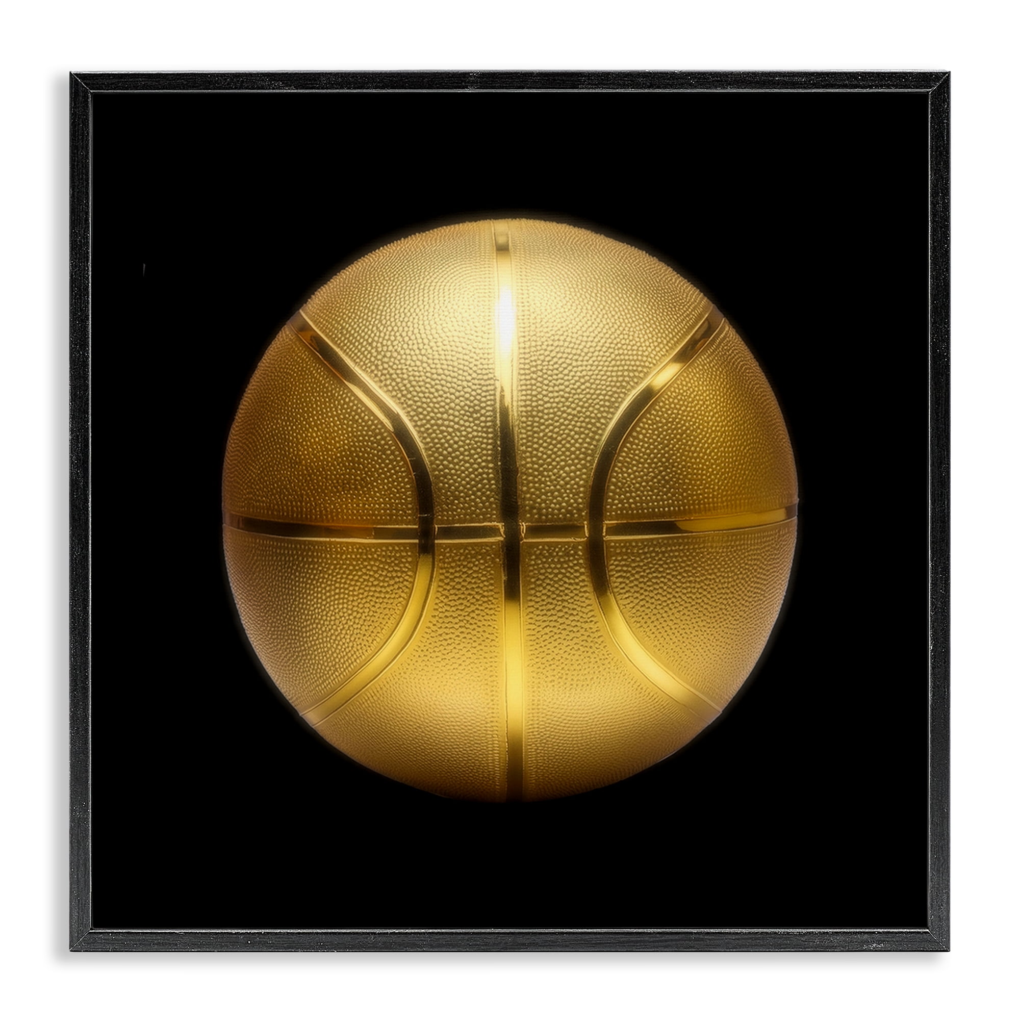 Stupell Industries Gold Designer Basketball Sports Painting Black Framed Art Print Wall Art, 24 x 24