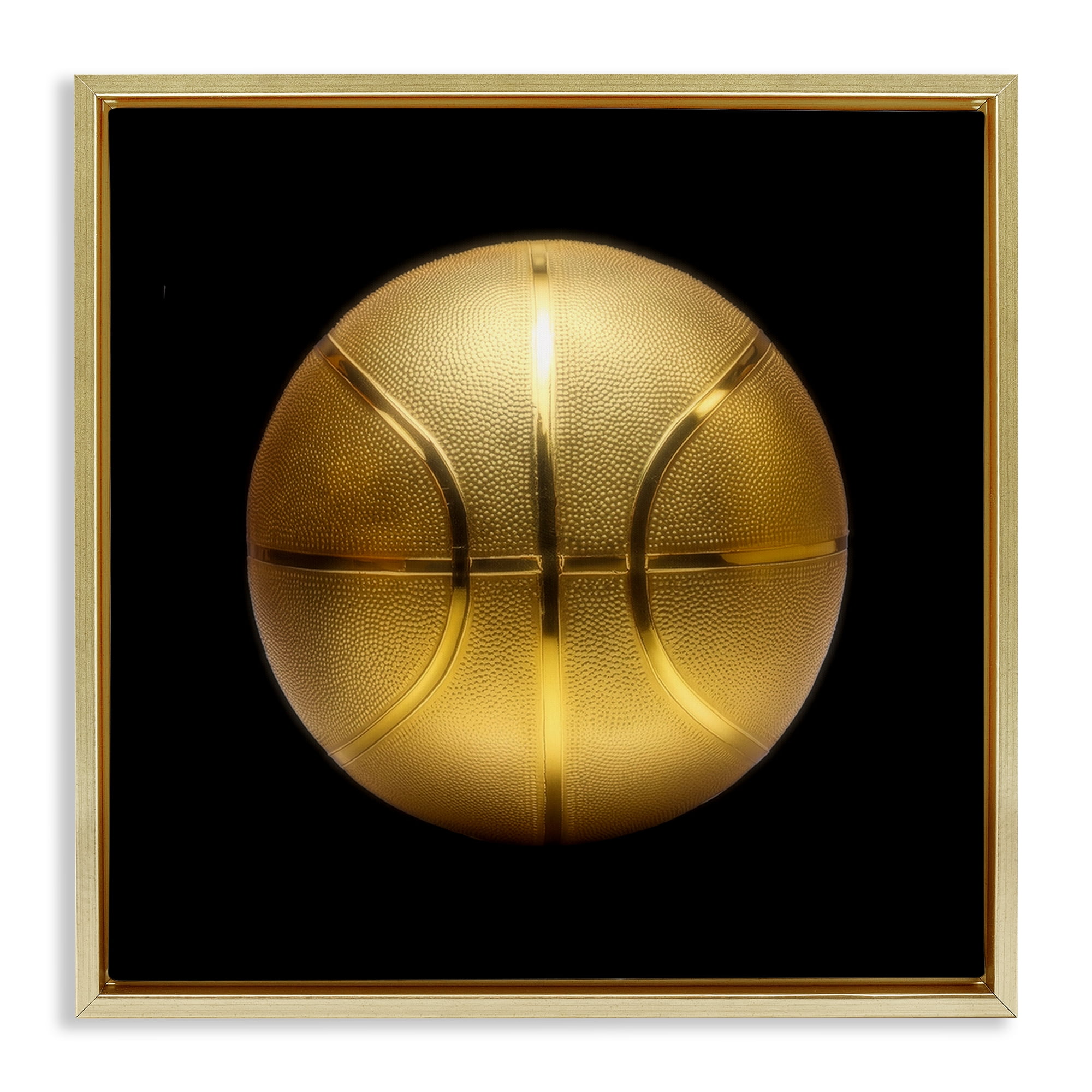 Stupell Industries Gold Designer Basketball Sports Painting Gold Floater Framed Canvas Art Print Wall Art, 18 x 18