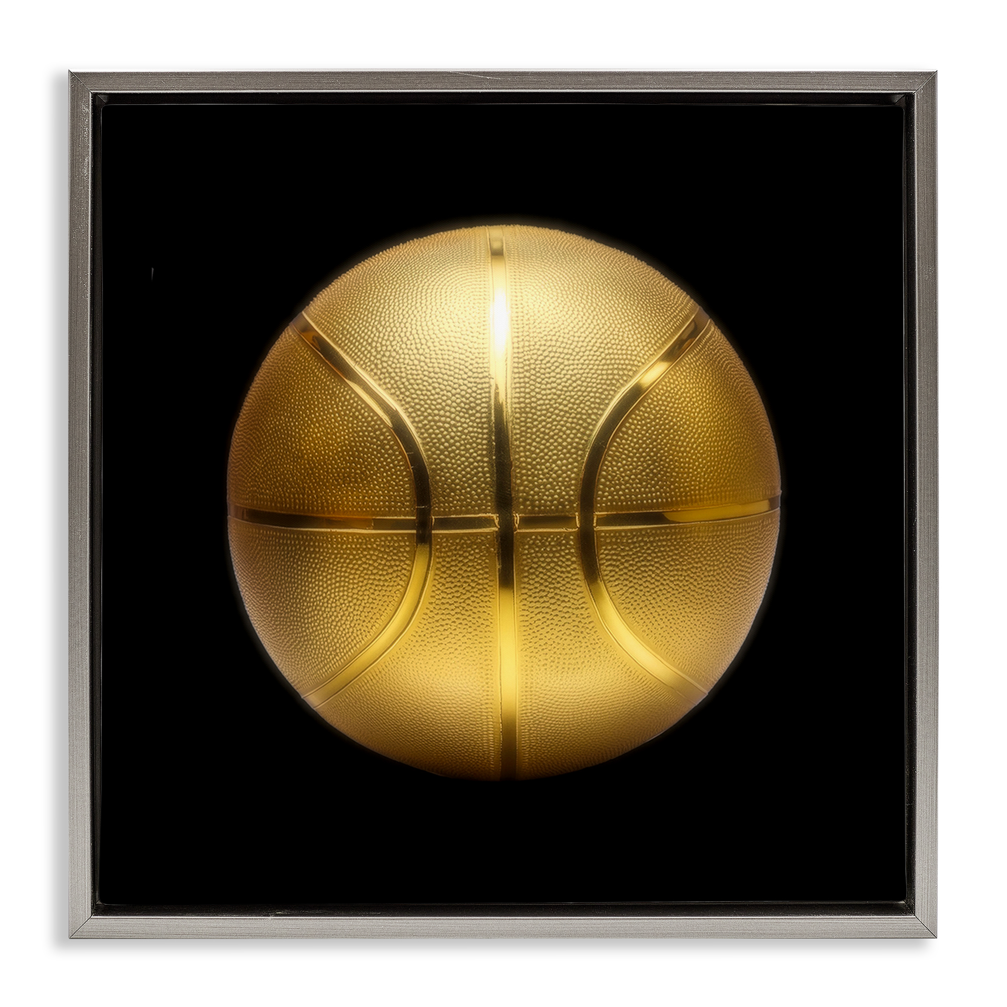 Stupell Industries Gold Designer Basketball Sports Painting Gray Floater Framed Canvas Art Print Wall Art, 25 x 25