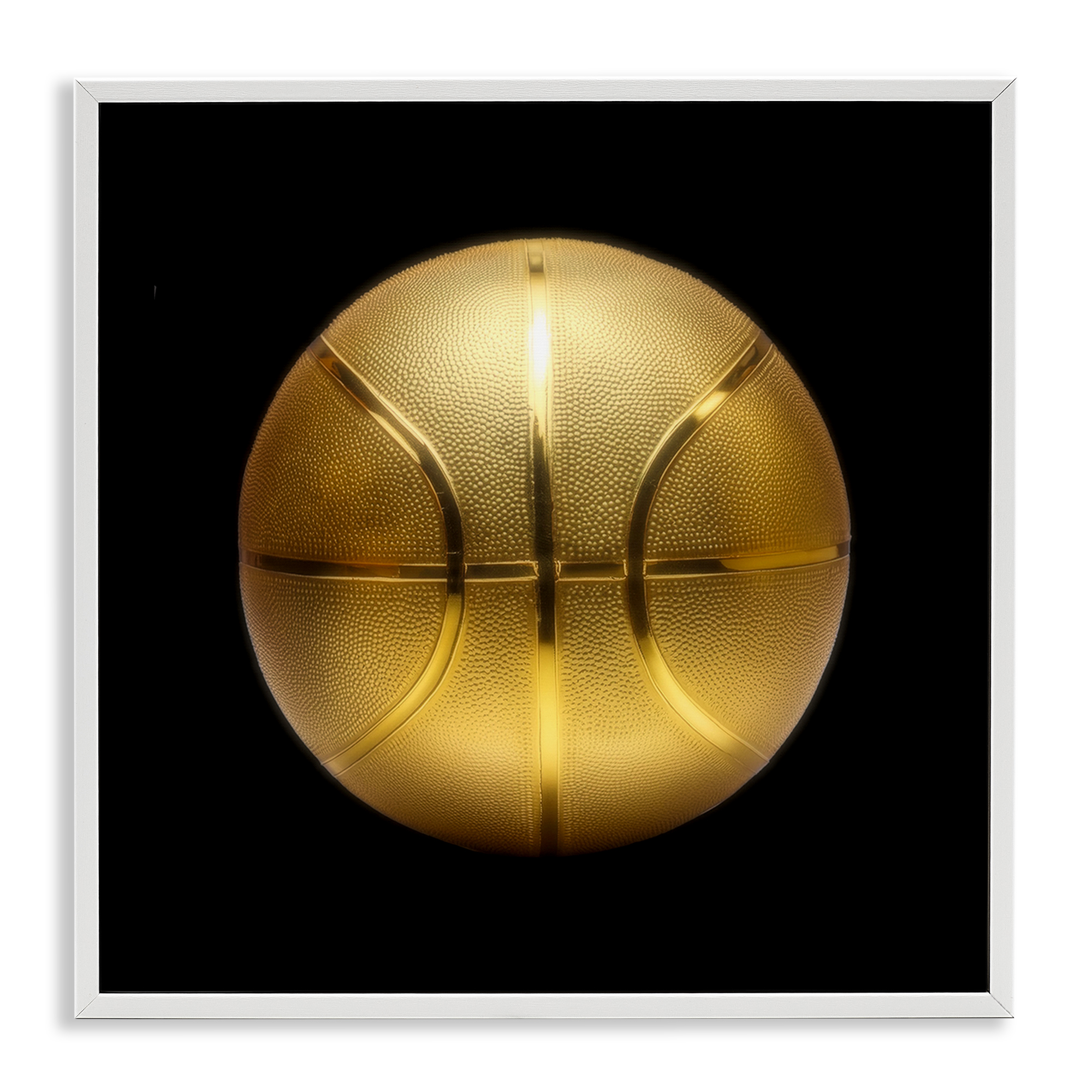 Stupell Industries Gold Designer Basketball Sports Painting White Framed Art Print Wall Art, 17 x 17
