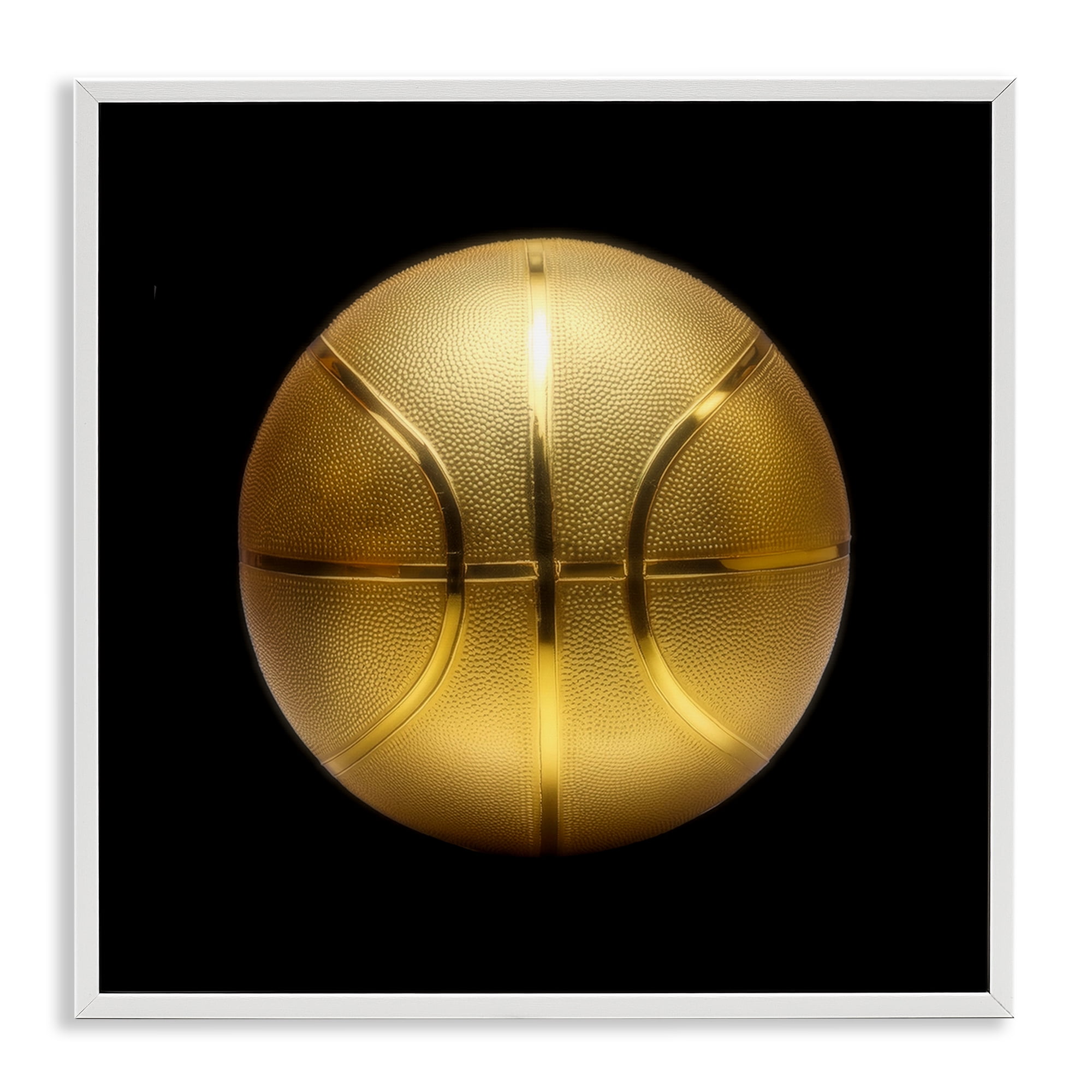 Stupell Industries Gold Designer Basketball Sports Painting White Framed Art Print Wall Art, 24 x 24