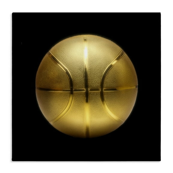Stupell Industries Gold Designer Basketball Sports Painting Wrapped Canvas Art Print Wall Art, 17 x 17