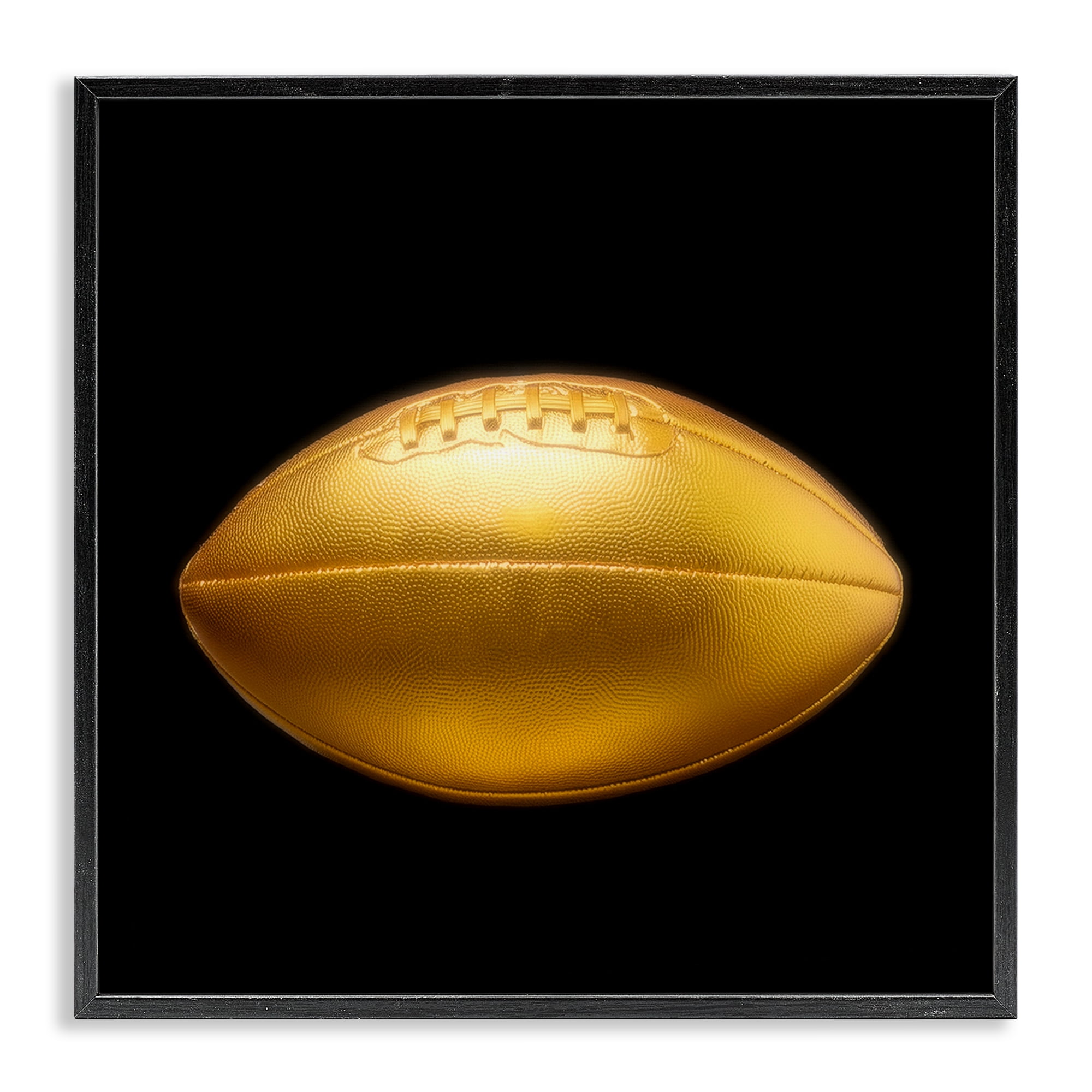 Stupell Industries Gold Designer Football Sports Painting Black Framed Art Print Wall Art, 17 x 17