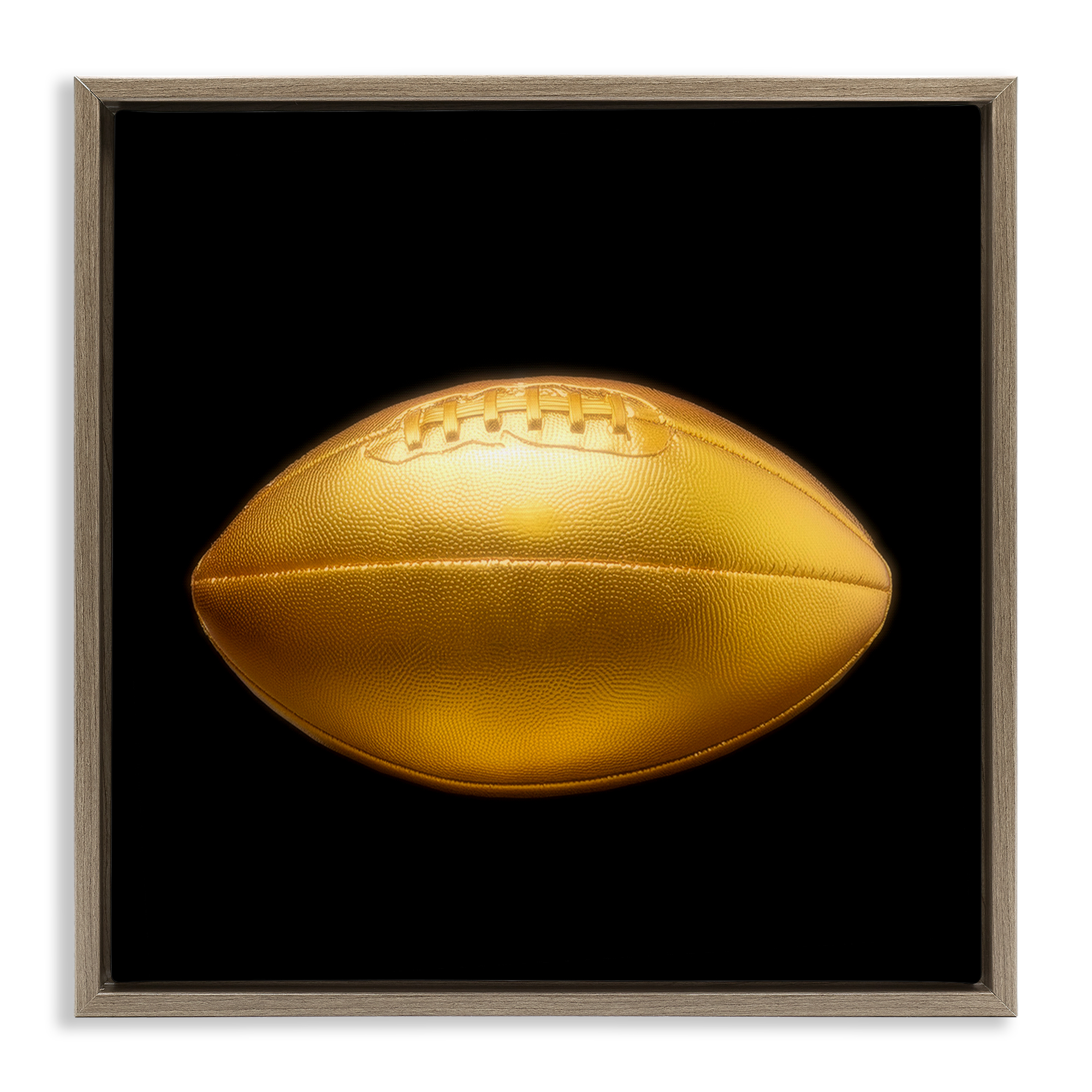 Stupell Industries Gold Designer Football Sports Painting Brown Floater Framed Canvas Art Print Wall Art, 18 x 18