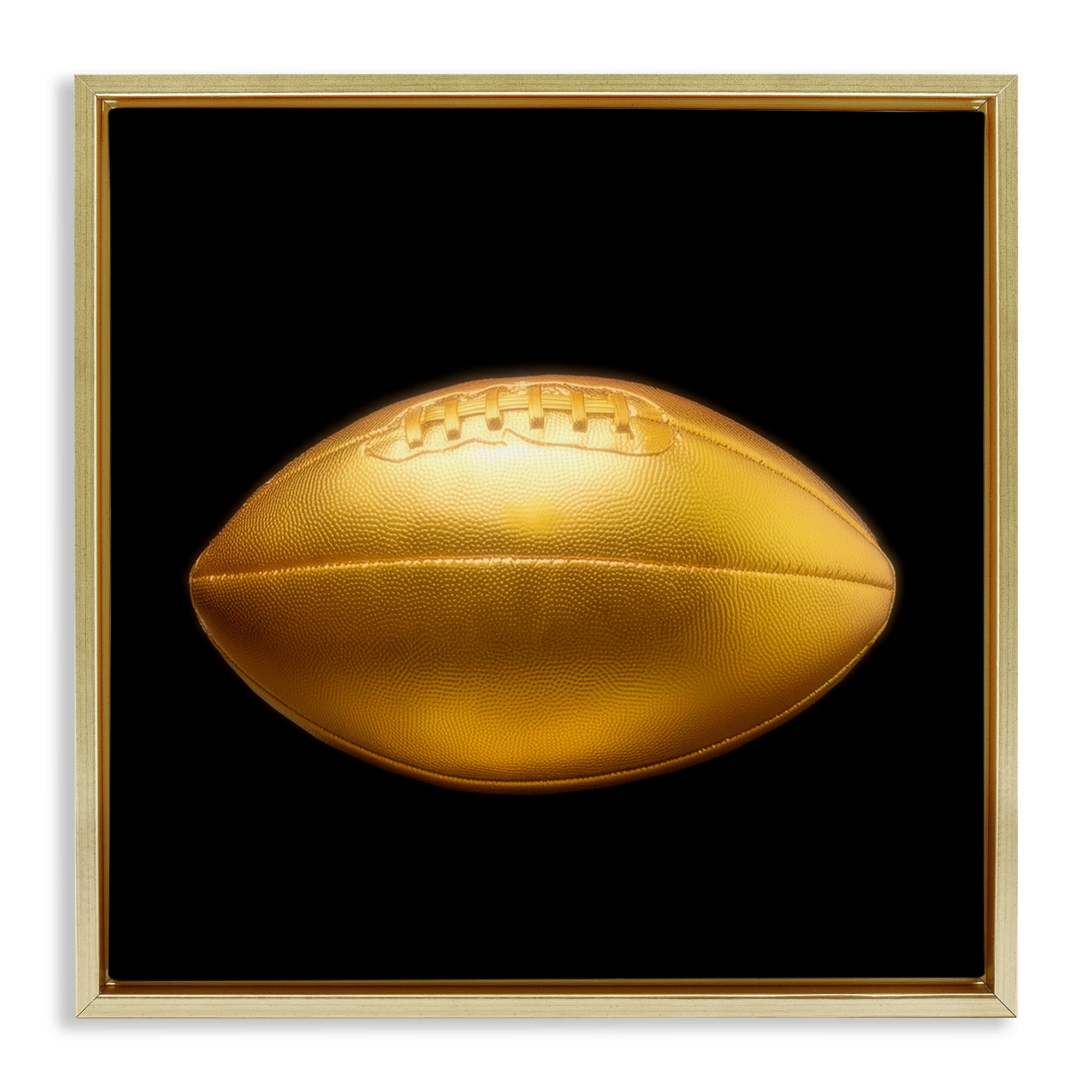Stupell Industries Gold Designer Football Sports Painting Gold Floater Framed Canvas Art Print Wall Art, 18 x 18
