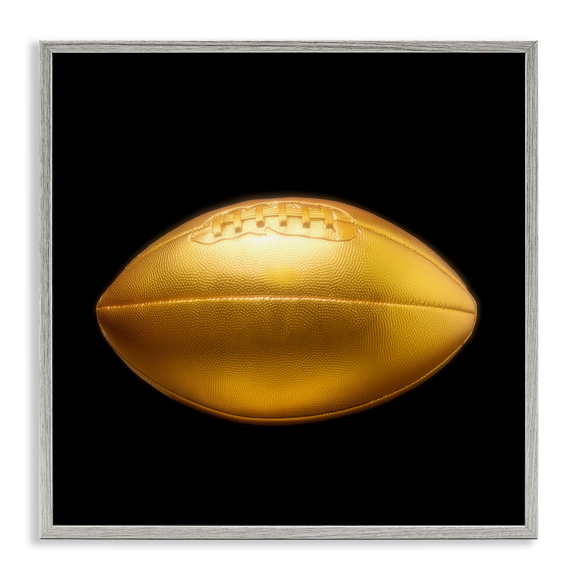 Stupell Industries Gold Designer Football Sports Painting Gray Framed Art Print Wall Art, 24 x 24