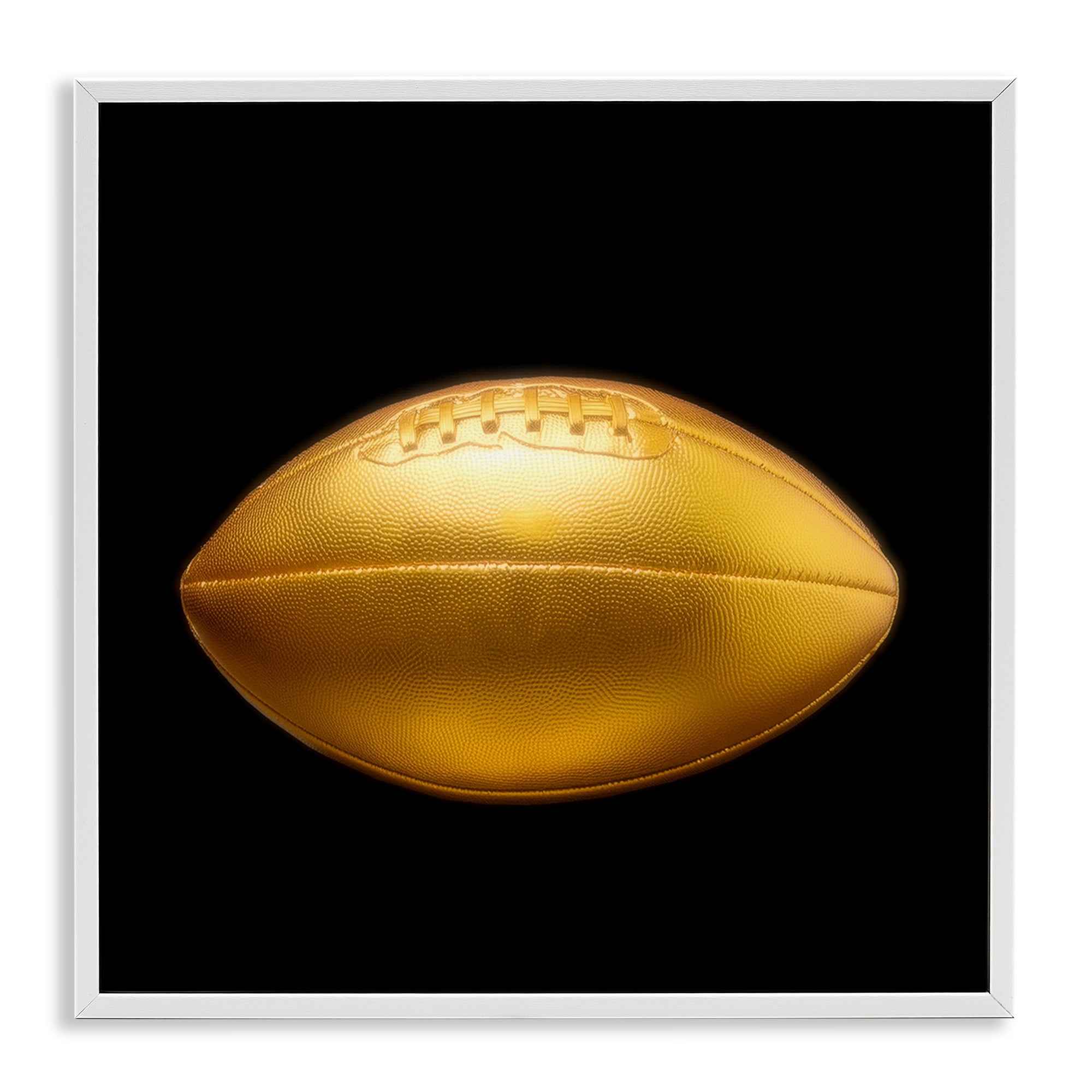 Stupell Industries Gold Designer Football Sports Painting White Framed Art Print Wall Art, 12 x 12