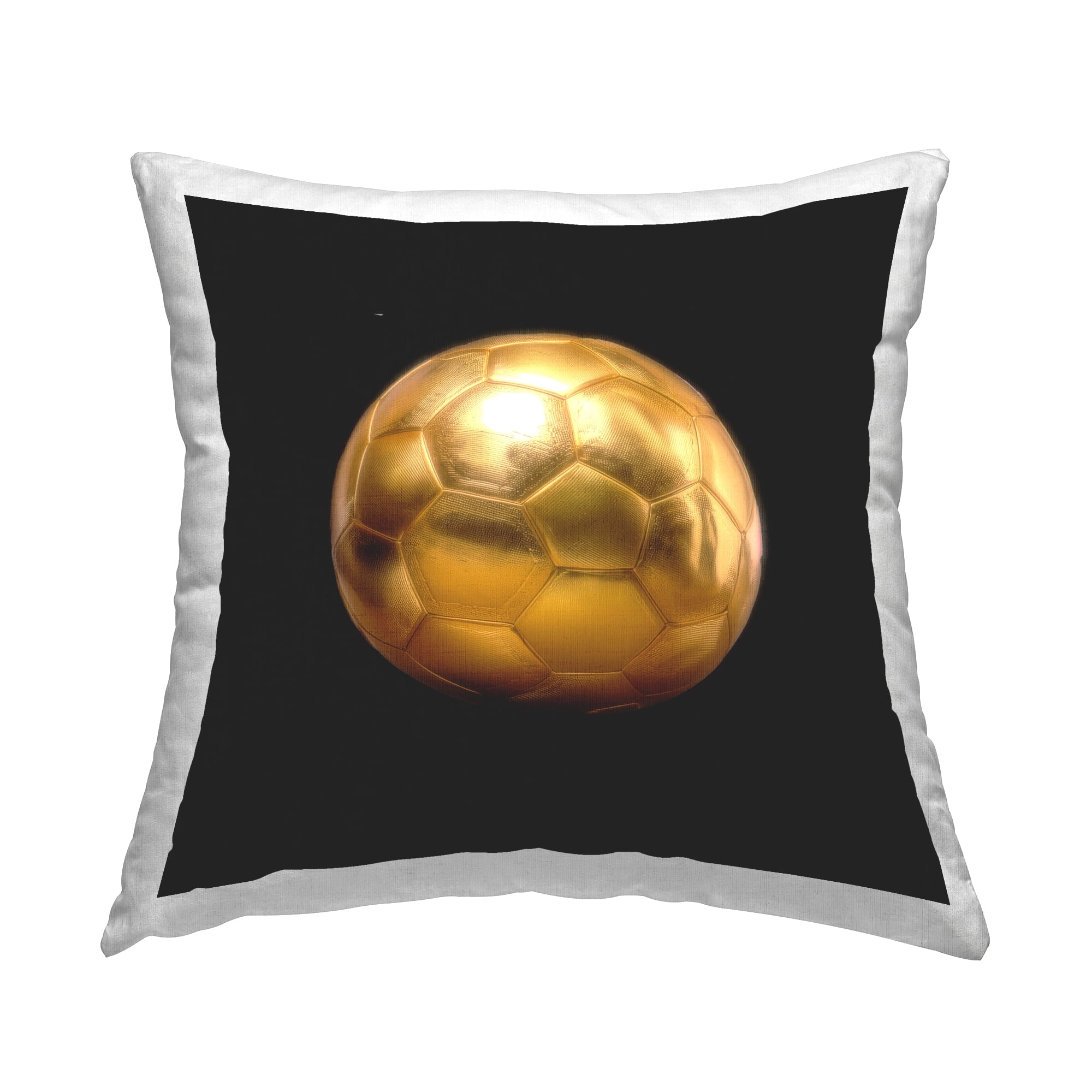 Stupell Industries Gold Designer Soccer Ball Decorative Printed Throw Pillow Design by Graffitee Studios.