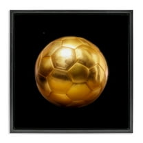 Stupell Industries Gold Designer Soccer Ball Sports Painting Black Floater Framed Canvas Art Print Wall Art, 18 x 18