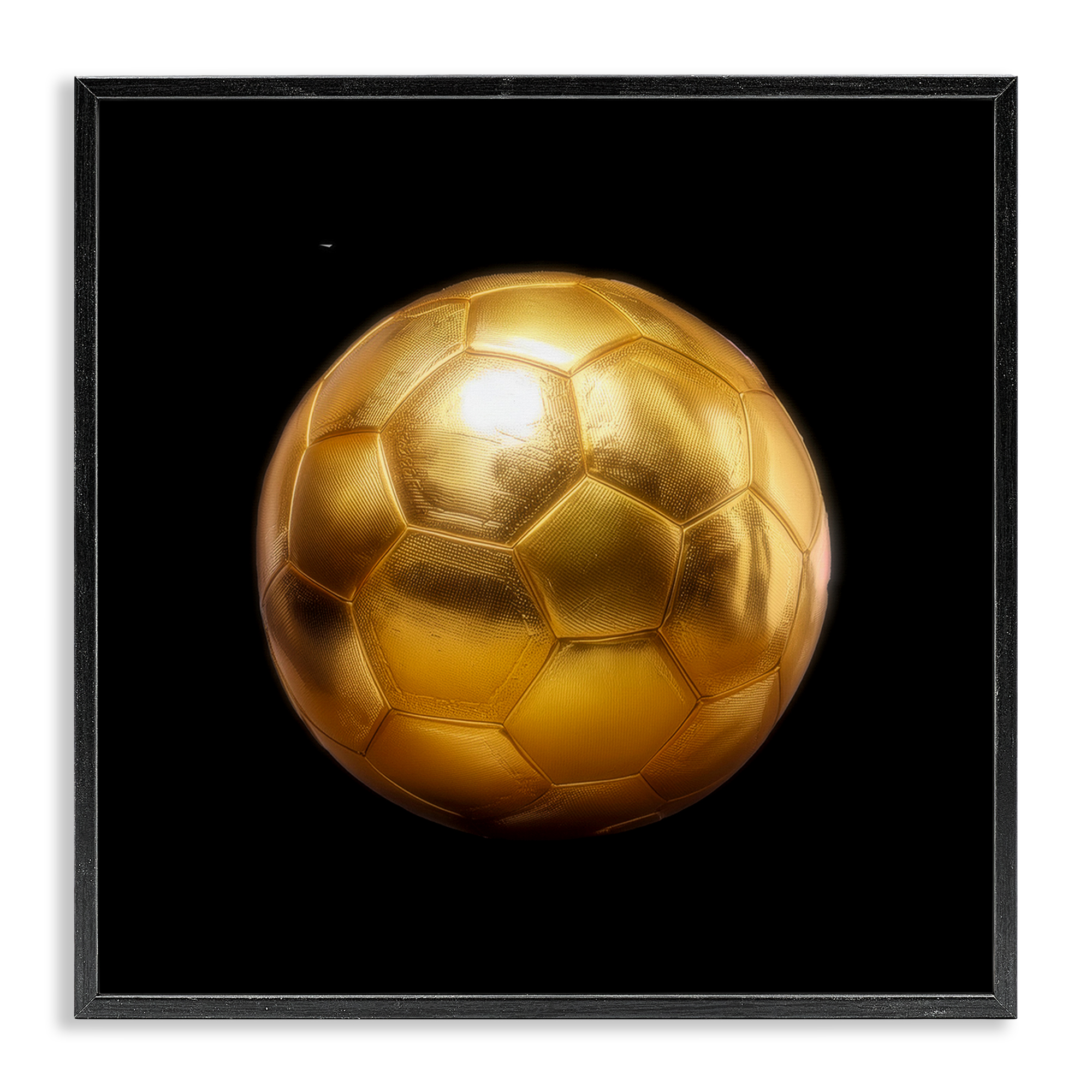 Stupell Industries Gold Designer Soccer Ball Sports Painting Black Framed Art Print Wall Art, 17 x 17