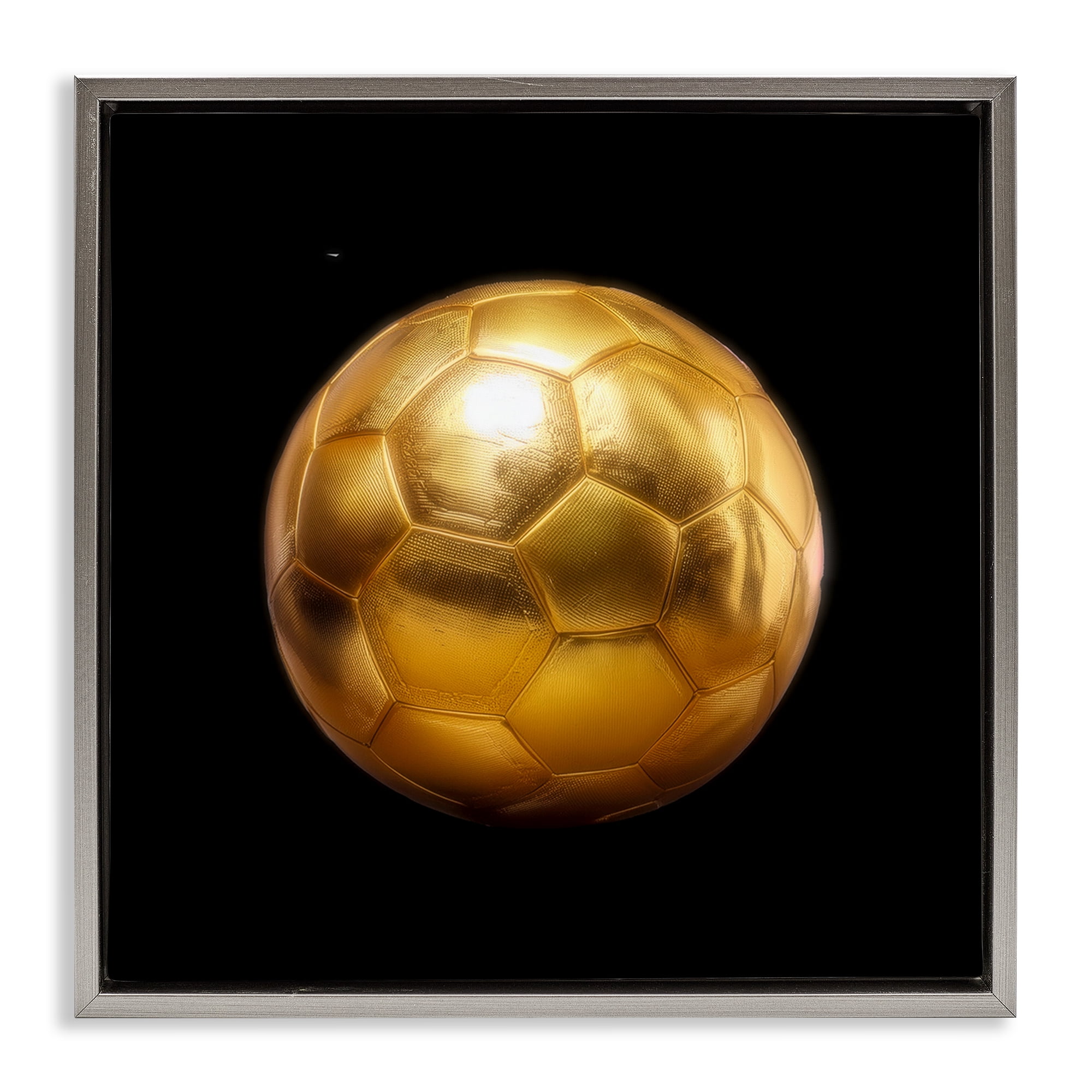 Stupell Industries Gold Designer Soccer Ball Sports Painting Gray Floater Framed Canvas Art Print Wall Art, 25 x 25