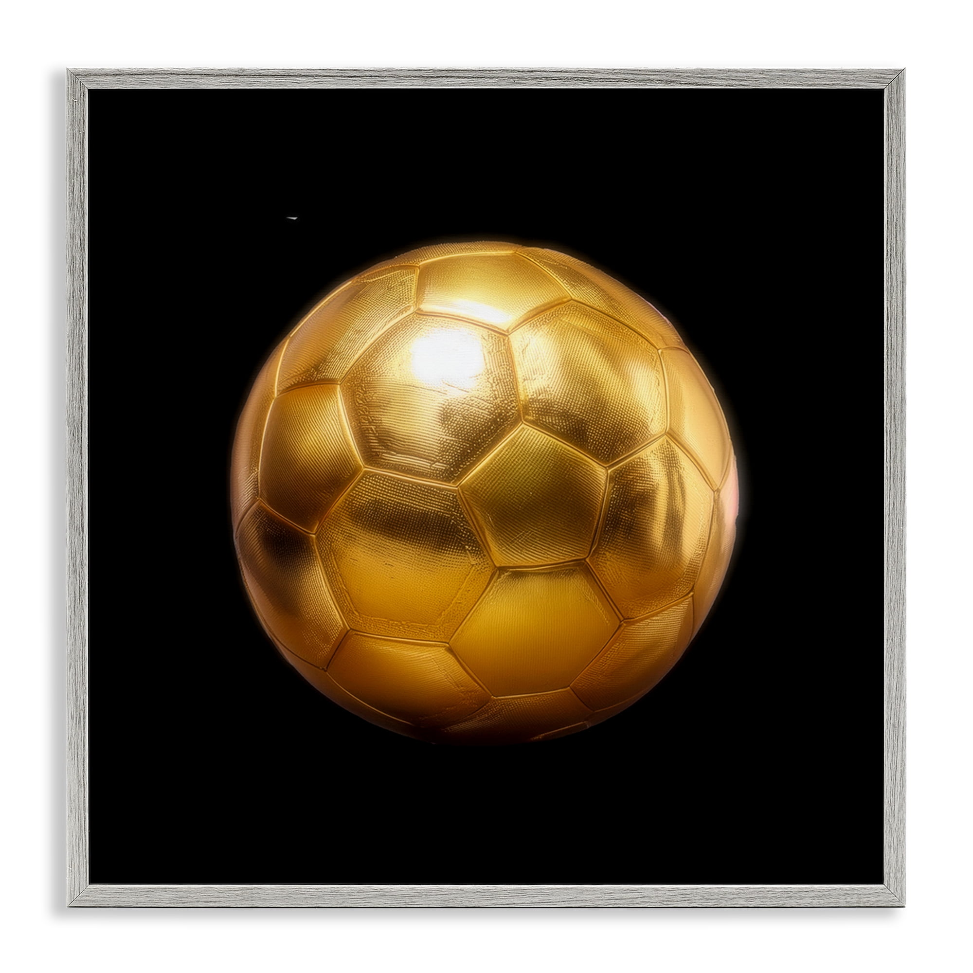 Stupell Industries Gold Designer Soccer Ball Sports Painting Gray Framed Art Print Wall Art, 17 x 17