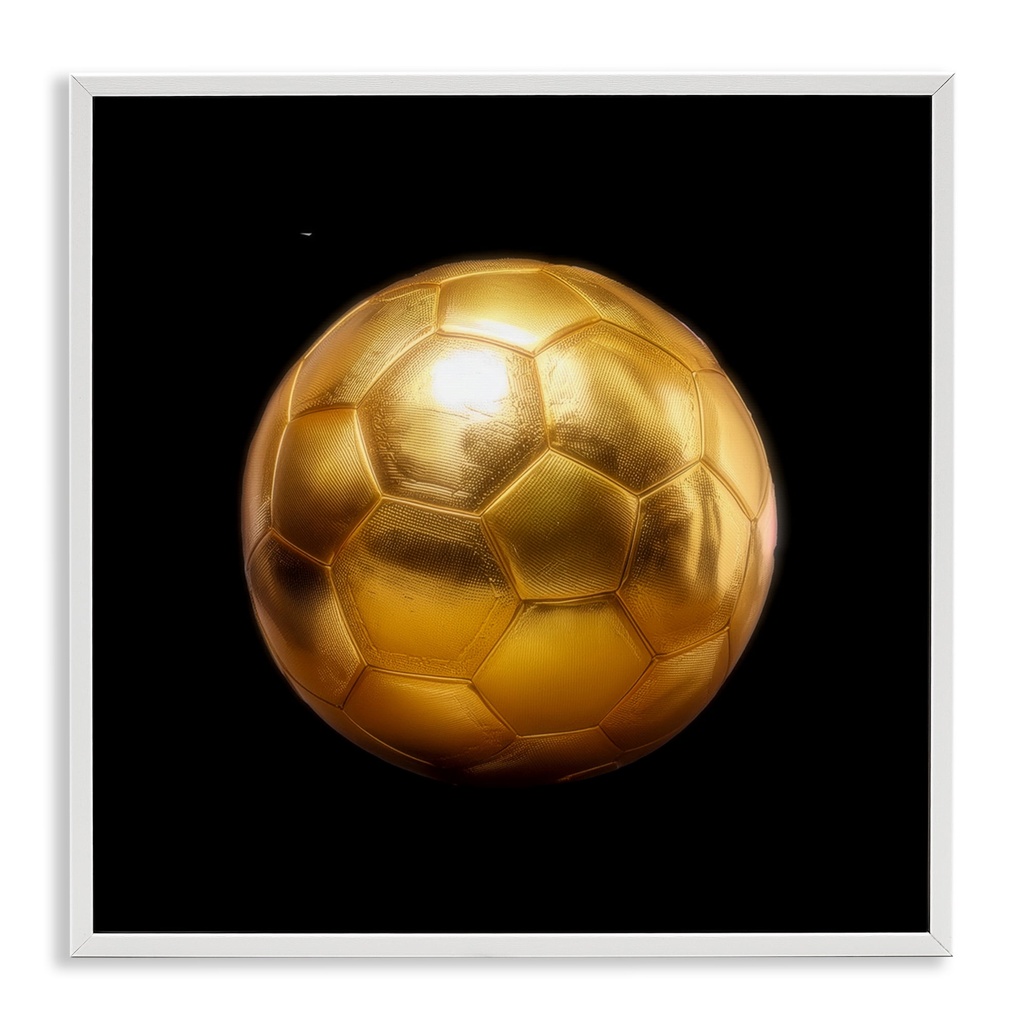 Stupell Industries Gold Designer Soccer Ball Sports Painting White Framed Art Print Wall Art, 24 x 24