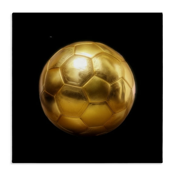 Stupell Industries Gold Designer Soccer Ball Sports Painting Wrapped Canvas Art Print Wall Art, 17 x 17