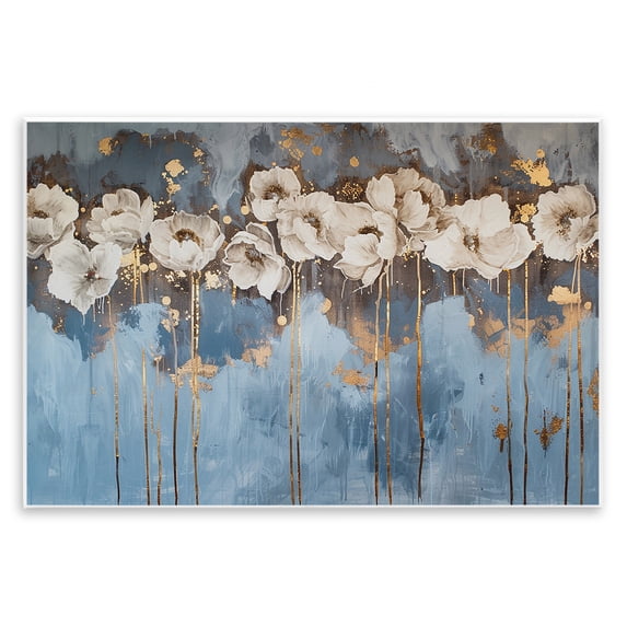 Stupell Industries Gold Drip Peonies Plants & Flowers Painting Unframed Art Print Wall Art, 15 x 10