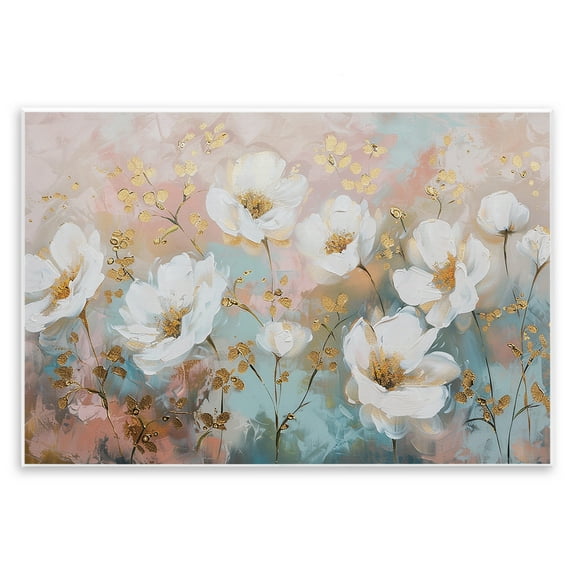 Stupell Industries Gold Flecked Poppies Plants & Flowers Painting Unframed Art Print Wall Art, 15 x 10