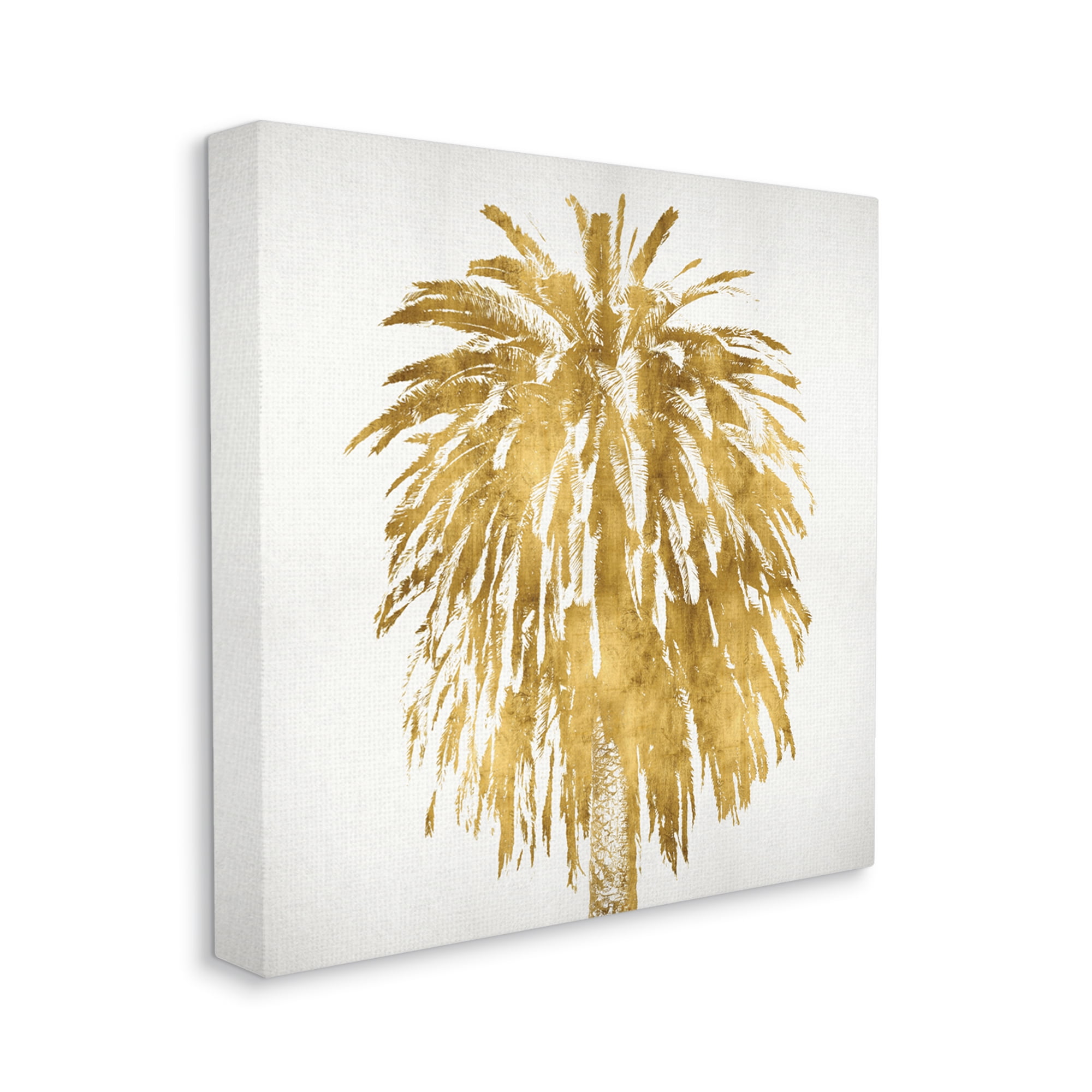 Stupell Industries Gold Glam Tropical Palm Tree Over Neutral Nature Painting Gallery Wrapped Canvas Art Print Wall Art, 24 x 24