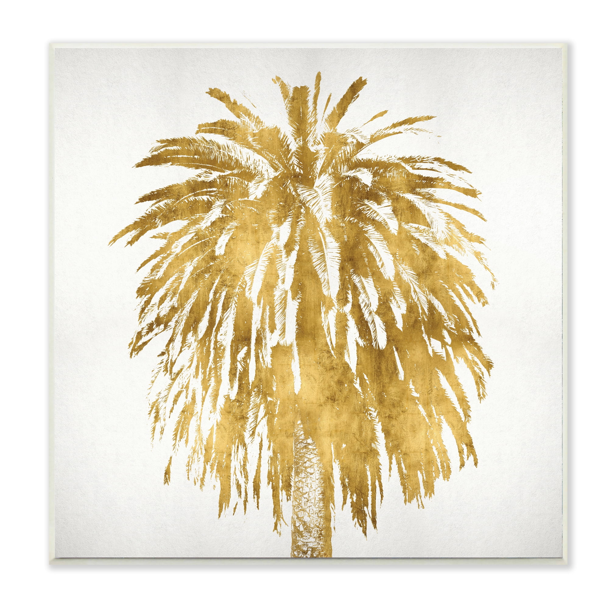Stupell Industries Gold Glam Tropical Palm Tree Over Neutral Nature Painting Unframed Art Print Wall Art, 12 x 12