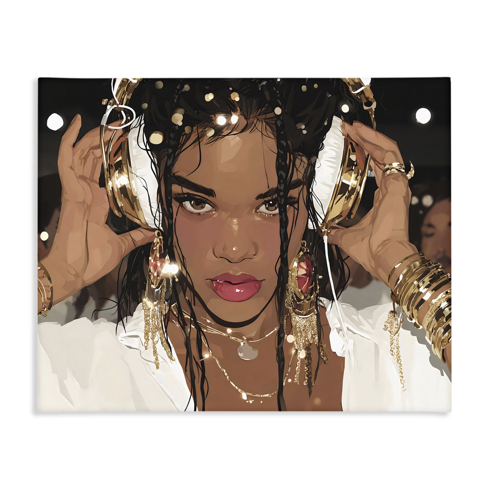 Stupell Industries Gold Headphones Glam Female Canvas Wall Art, design by Franklyn Gregory