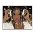 thumbnail image 1 of Stupell Industries Contemporary Gold Headphones Glam Female Gray Framed Giclee Art, 14 x 11, by Franklyn Gregory, 1 of 8