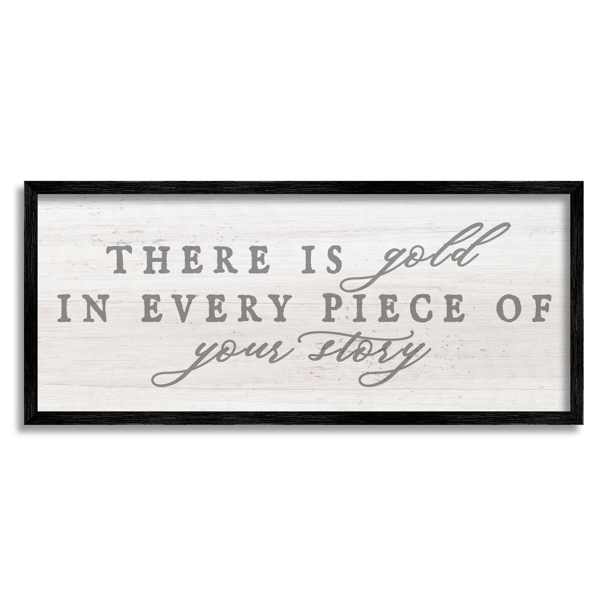 Stupell Industries Gold In Your Story Inspirational Motivating Typography Graphic Art Black Framed Art Print Wall Art, Design by Daphne Polselli