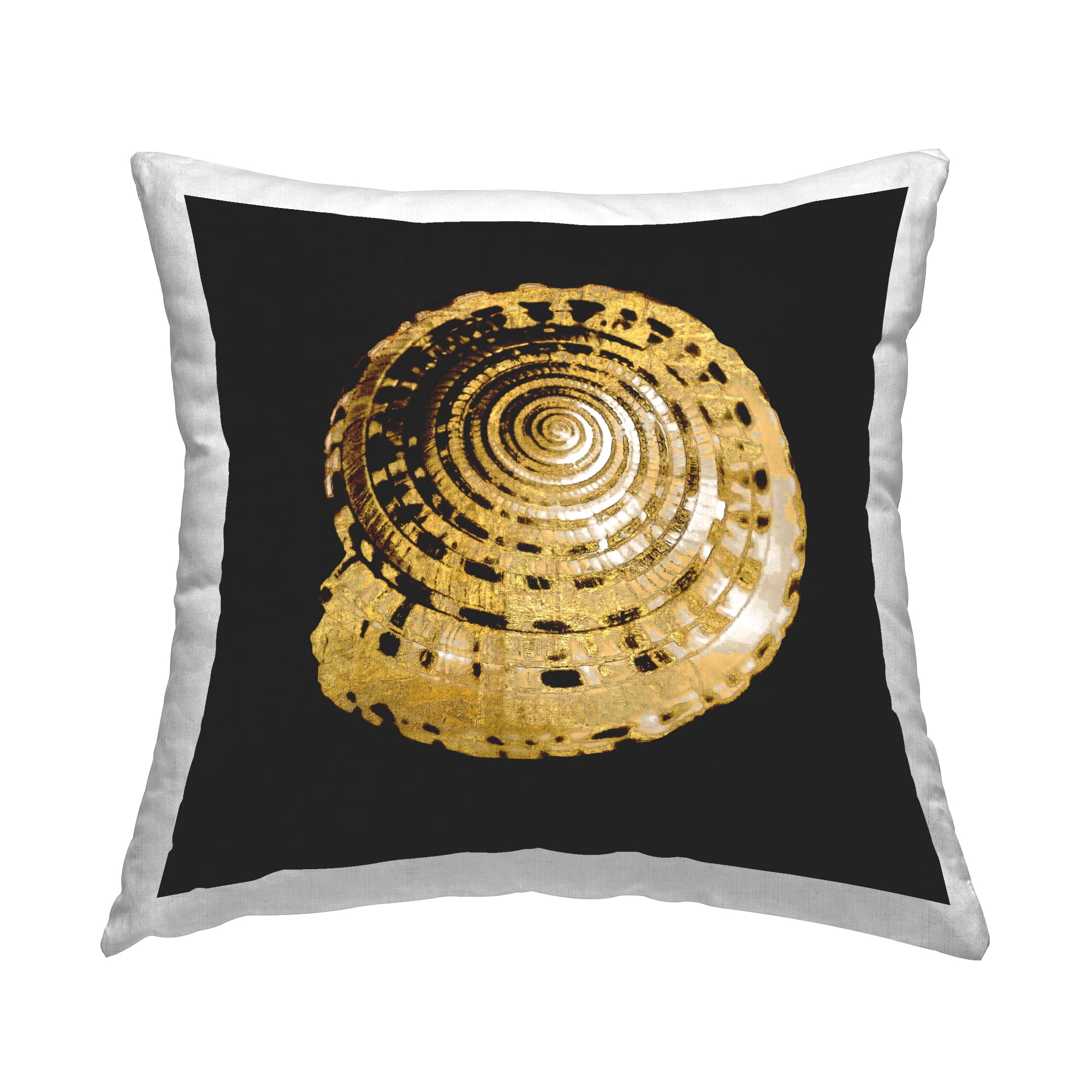 Stupell Industries Gold Spiral Shell Decorative Printed Throw Pillow Design by Caroline Kelly.