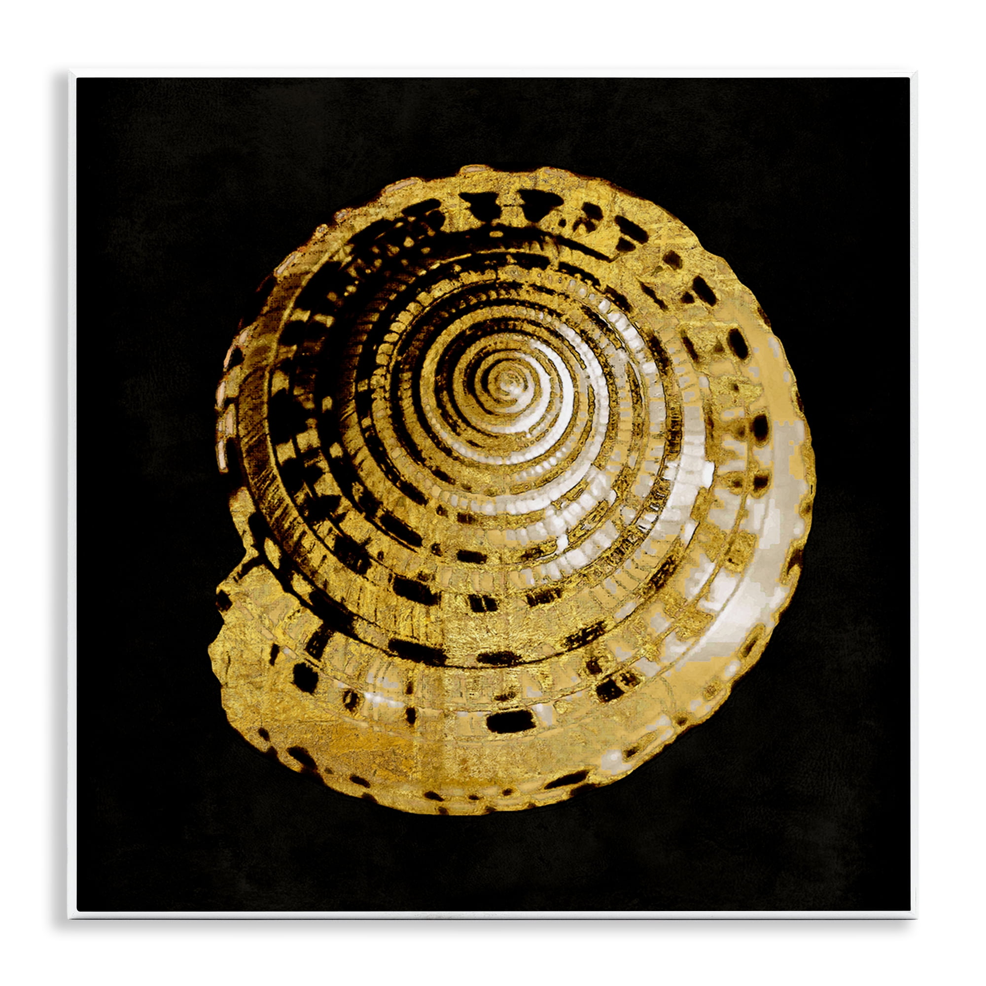 Stupell Industries Gold Spiral Shell Nautical & Beach Painting Unframed Art Print Wall Art, 12 x 12