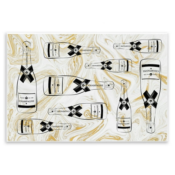 Stupell Industries Gold Streaked Champagne Food & Beverage Painting Unframed Art Print Wall Art, 15 x 10