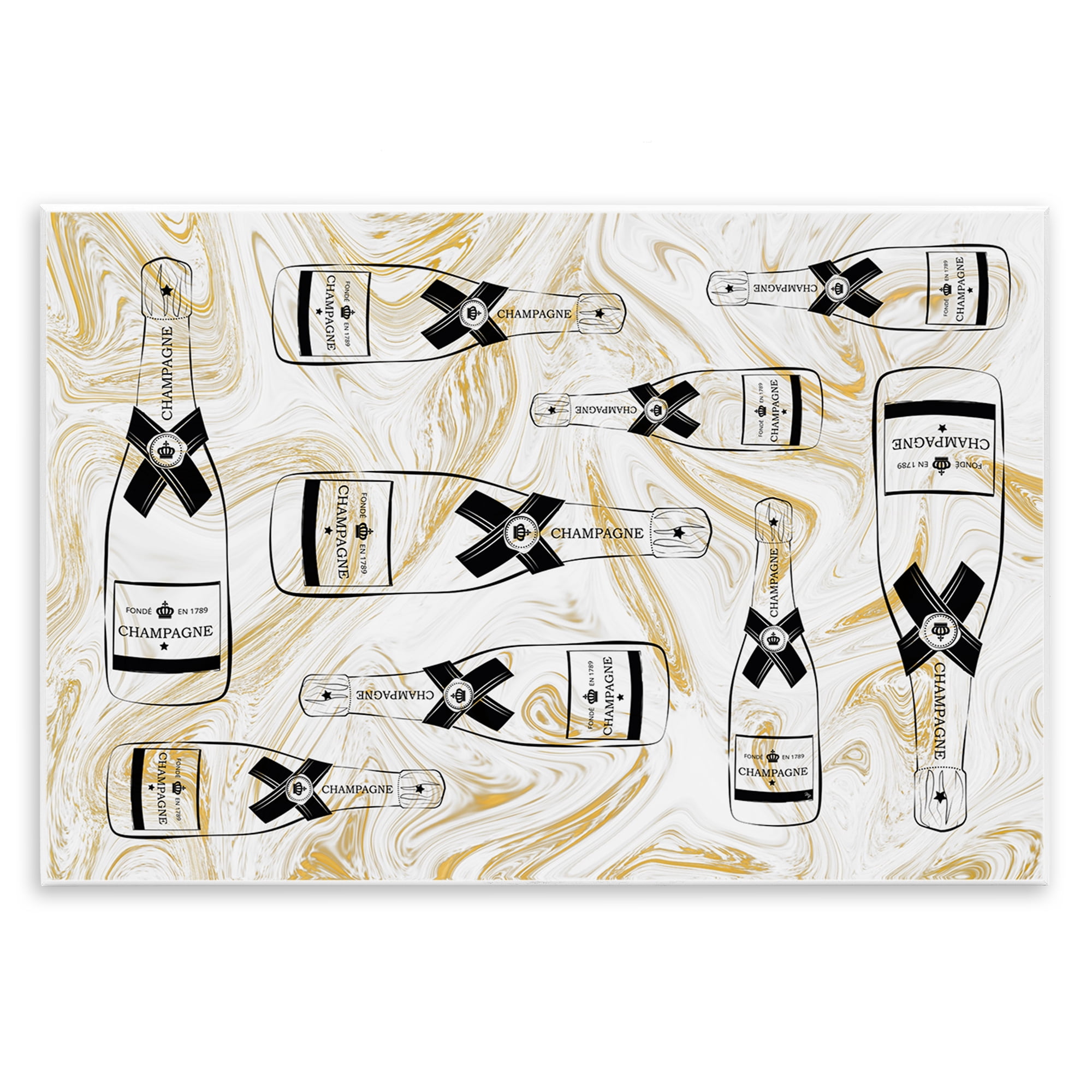 Stupell Industries Gold Streaked Champagne Food & Beverage Painting Unframed Art Print Wall Art, 19 x 13