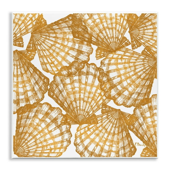 Stupell Industries Gold Tropez Shells Wall Plaque Art design by Paul Brent, 12 x 12