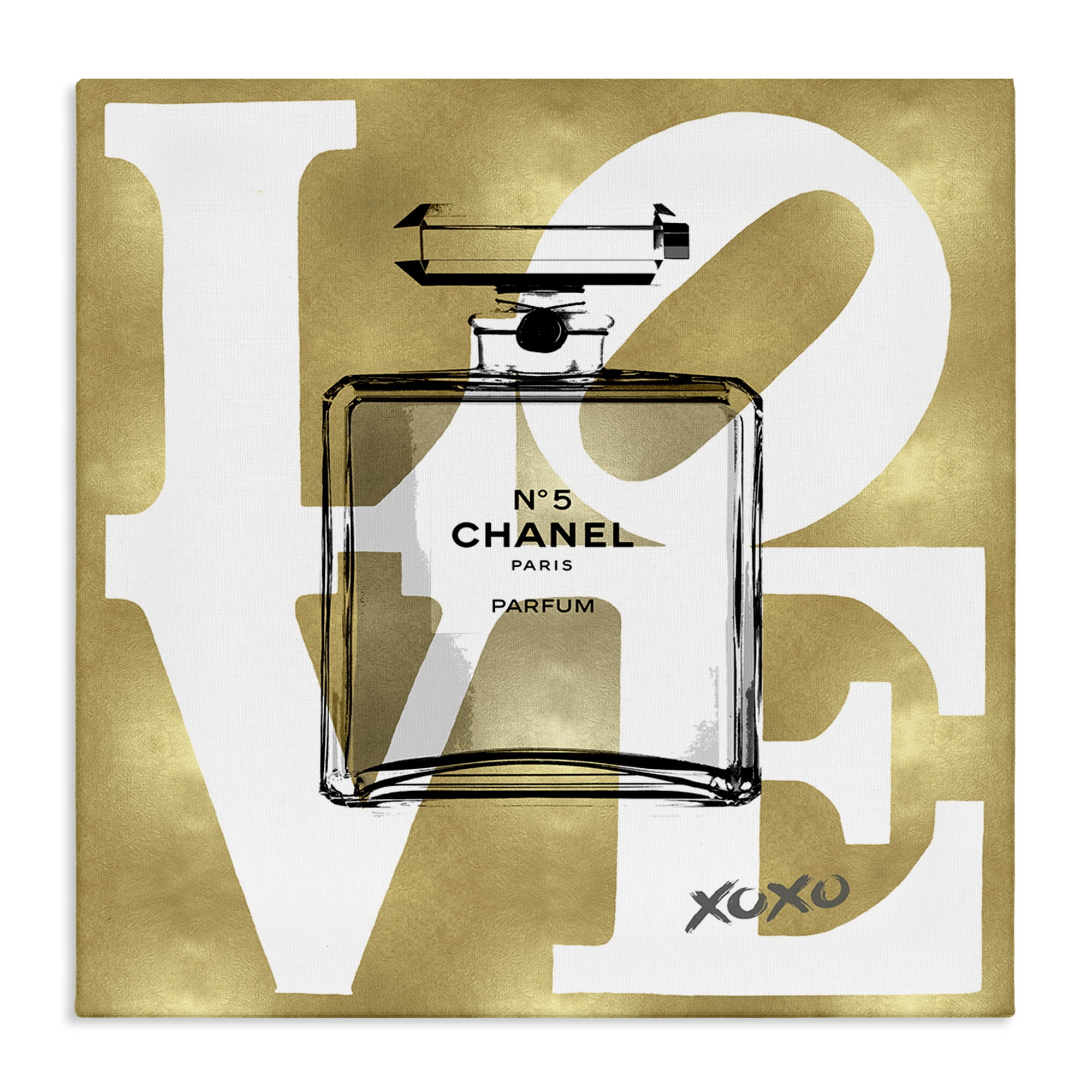 Stupell Industries Gold & White Love Perfume Fashion Painting Wrapped Canvas Art Print Wall Art, 30 x 30