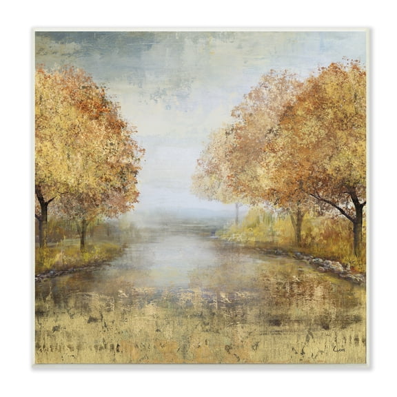 Stupell Industries Golden Autumn Tree Forest Landscape Contemporary Scene, 12 x 12, Designed by Carson Lyons