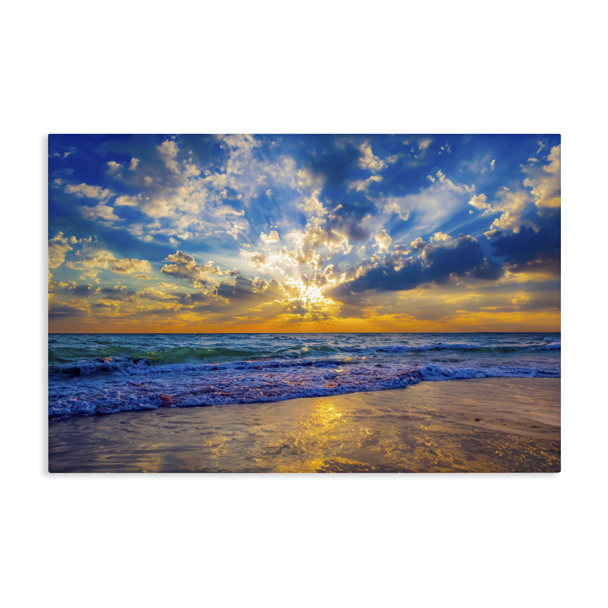 Stupell Industries Golden Blue Sun Ray On Beach Canvas Wall Art, design by Eszra Tanner