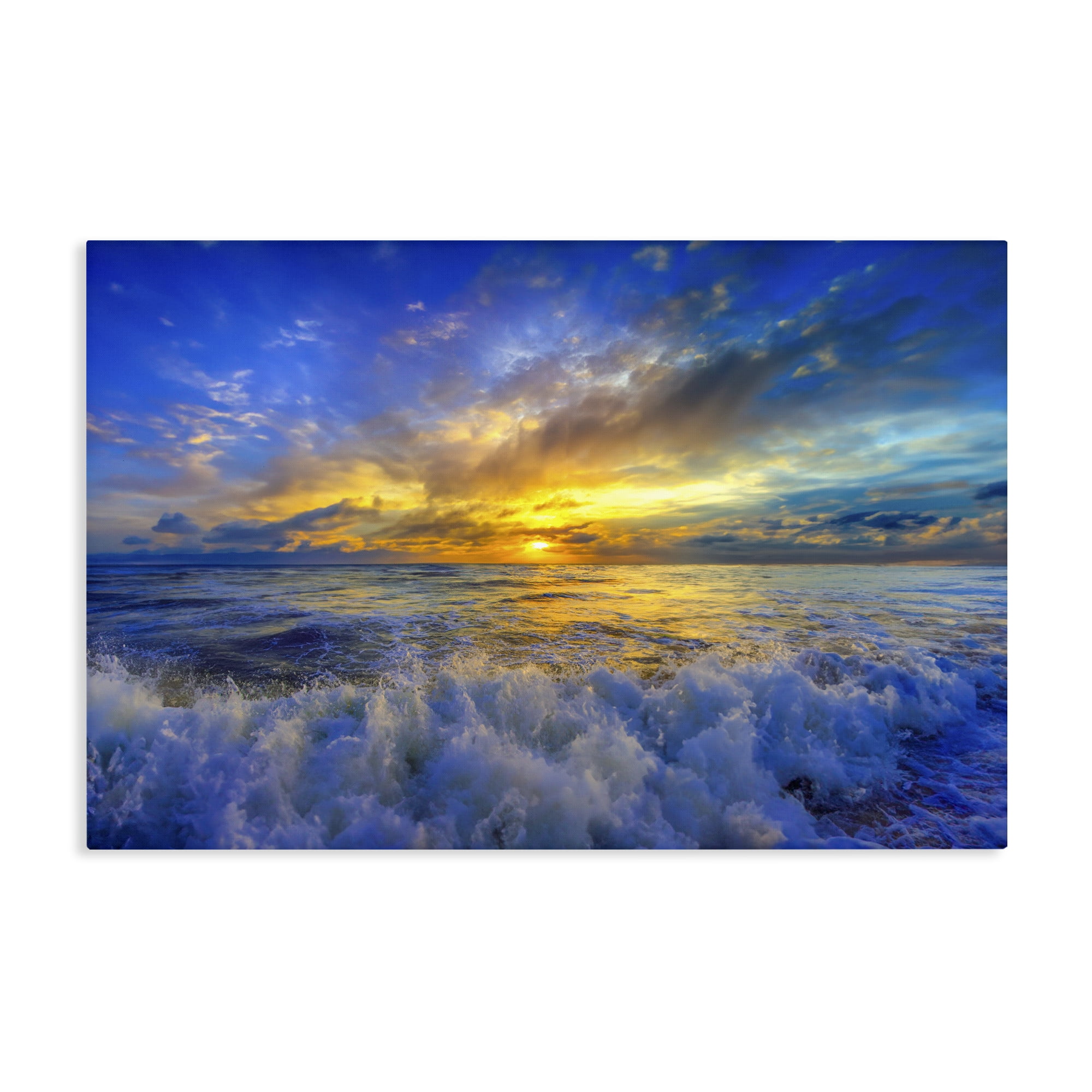 Stupell Industries Golden Blue Sunset over Waves Canvas Wall Art, design by Eszra Tanner