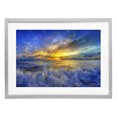 thumbnail image 1 of Stupell Industries Tropical Golden Blue Sunset over Waves Gray Framed Print Under Glass, 20 x 14, by Eszra Tanner, 1 of 8