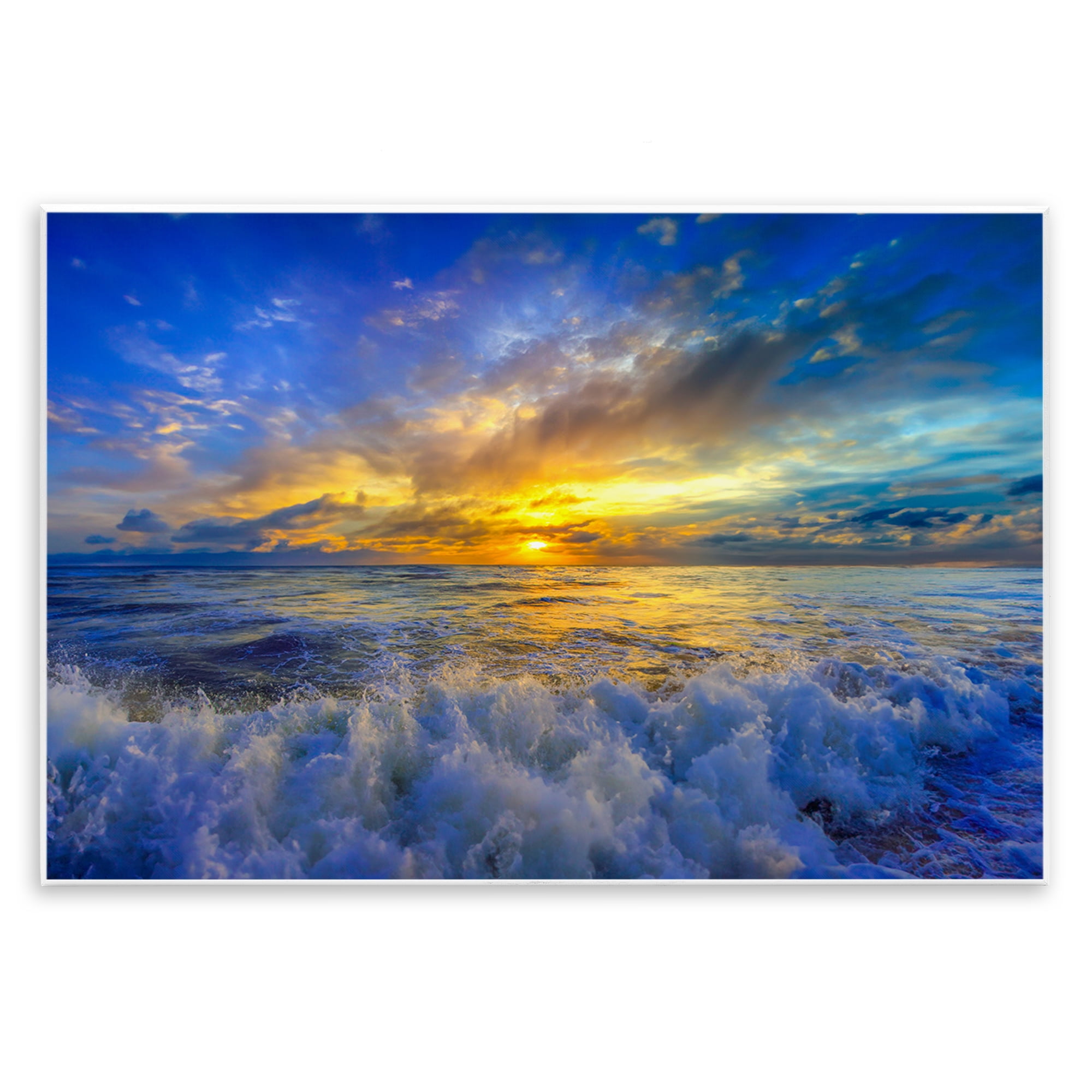 Stupell Industries Golden Blue Sunset over Waves Wall Plaque Art, design by Eszra Tanner