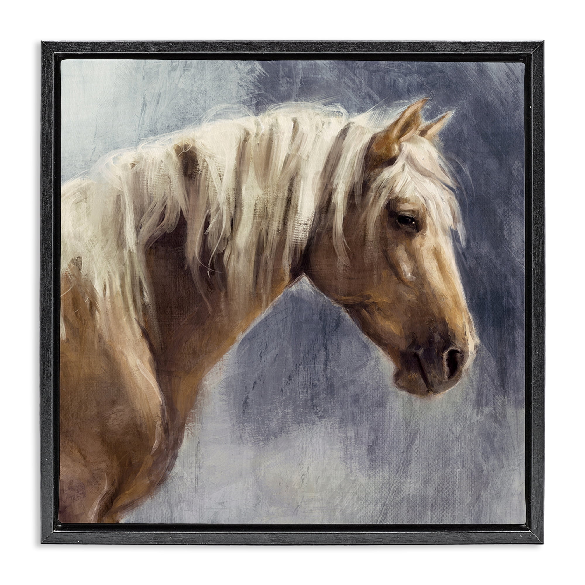 Stupell Industries Golden Boy Horse Animals & Insects Painting Black Floater Framed Canvas Art Print Wall Art, 25 x 25