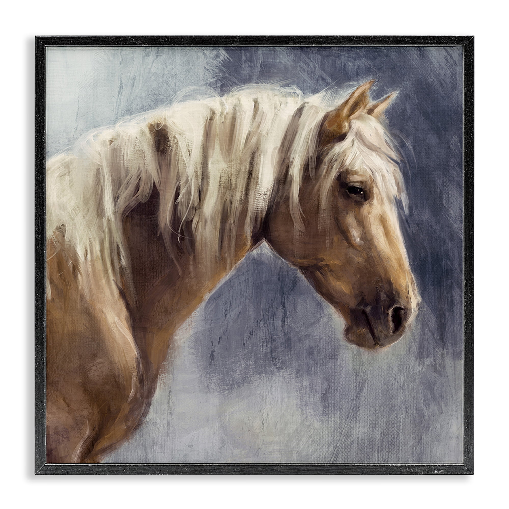 Stupell Industries Golden Boy Horse Animals & Insects Painting Black Framed Art Print Wall Art, 17 x 17