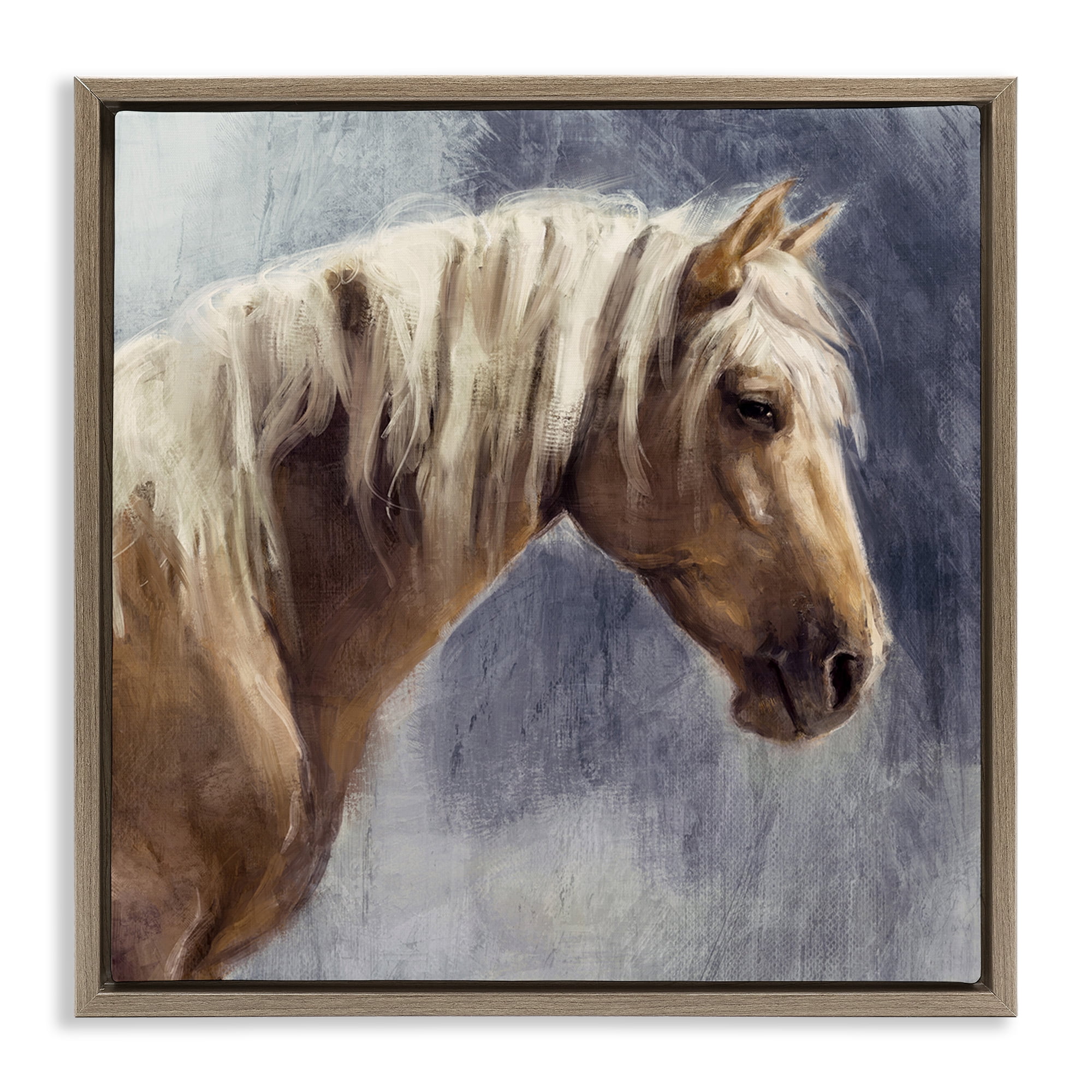 Stupell Industries Golden Boy Horse Animals & Insects Painting Brown Floater Framed Canvas Art Print Wall Art, 25 x 25