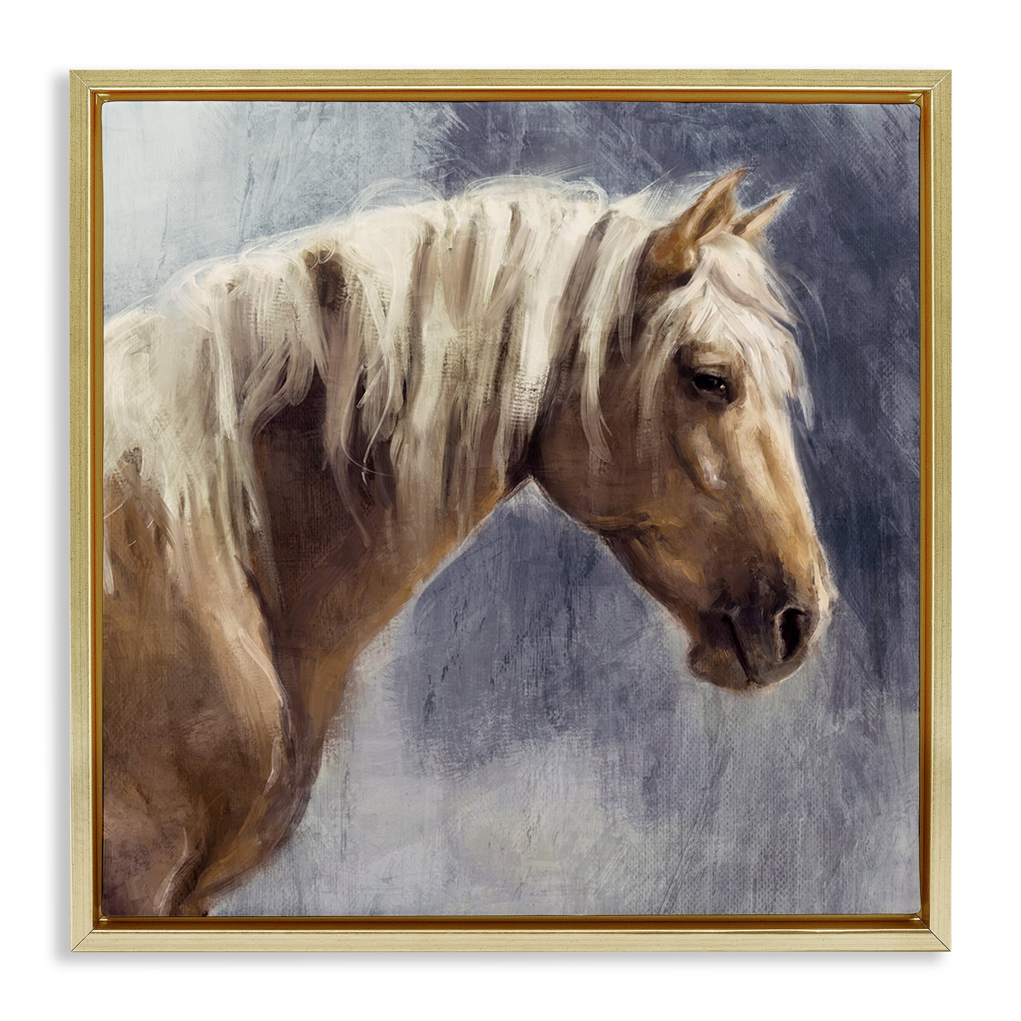 Stupell Industries Golden Boy Horse Animals & Insects Painting Gold Floater Framed Canvas Art Print Wall Art, 18 x 18