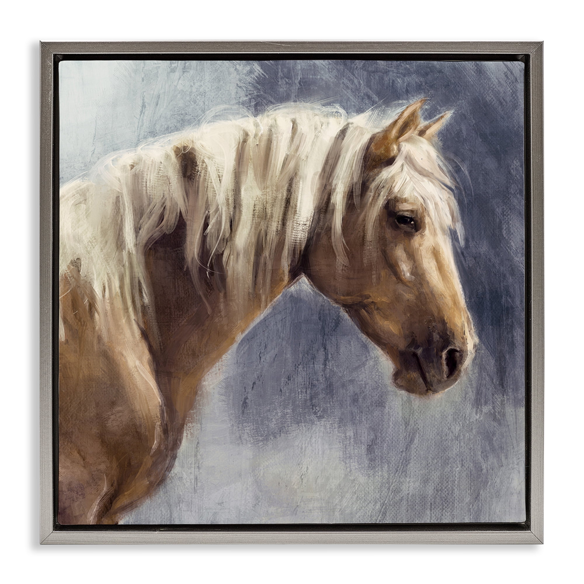 Stupell Industries Golden Boy Horse Animals & Insects Painting Gray Floater Framed Canvas Art Print Wall Art, 18 x 18