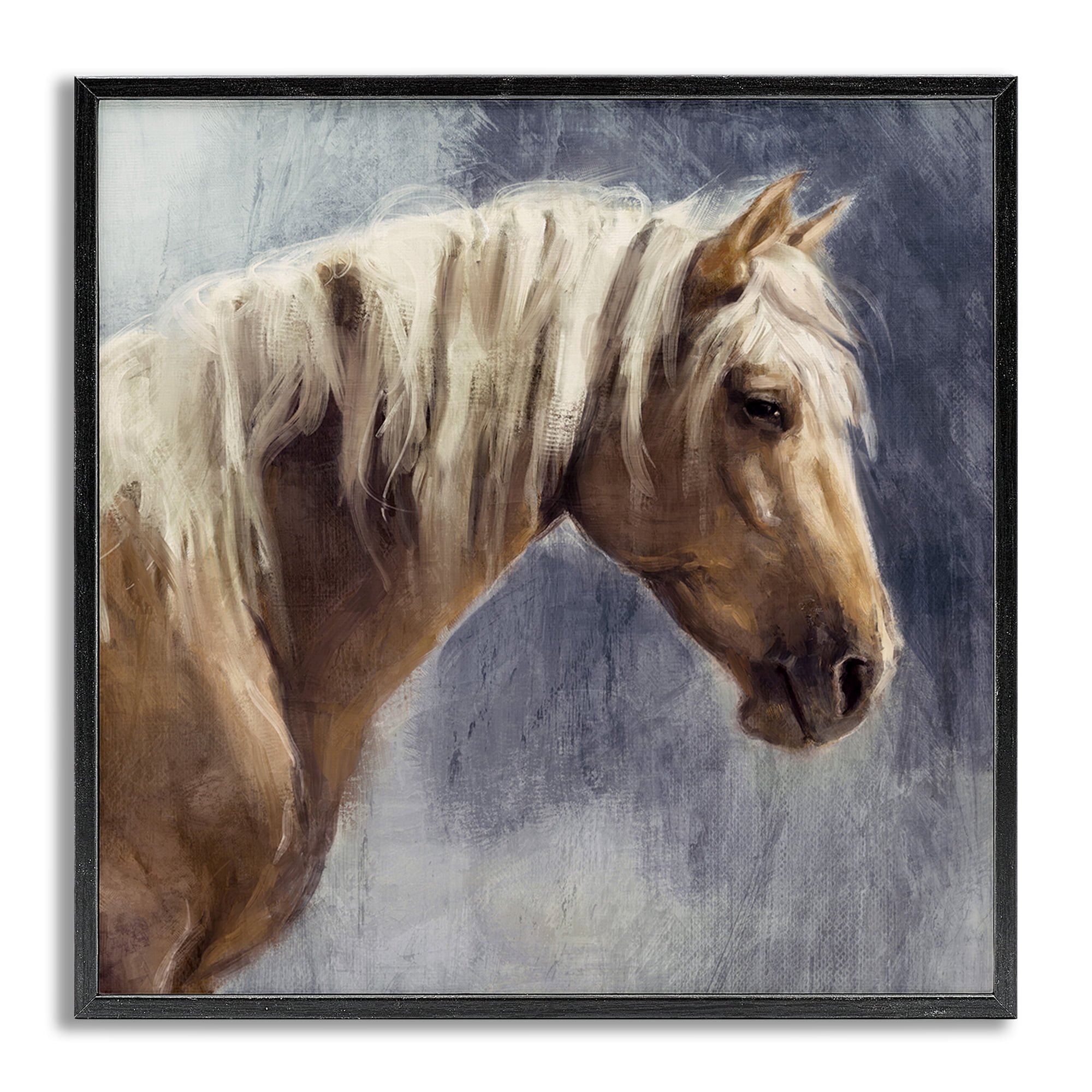 Stupell Industries Golden Boy Horse Animals & Insects Painting Gray Framed Art Print Wall Art, 12 x 12