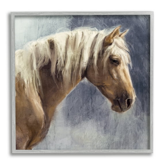 Stupell Industries Golden Boy Horse Portrait Animals & Insects Painting Gray Framed Art Print Wall Art, 24 x 24