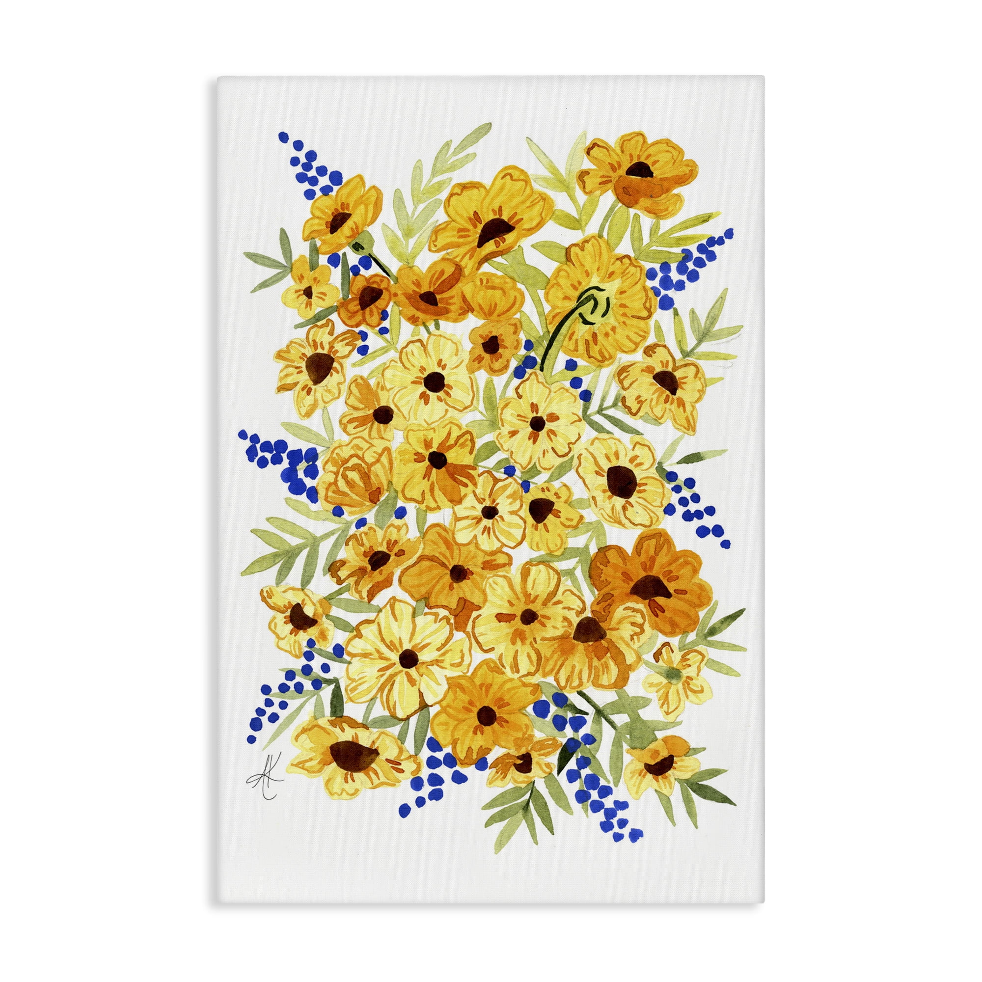 Stupell Industries Golden Cosmos Flowers Botanical & Floral Painting Gallery Wrapped Canvas Art Print Wall Art, 30 x 45