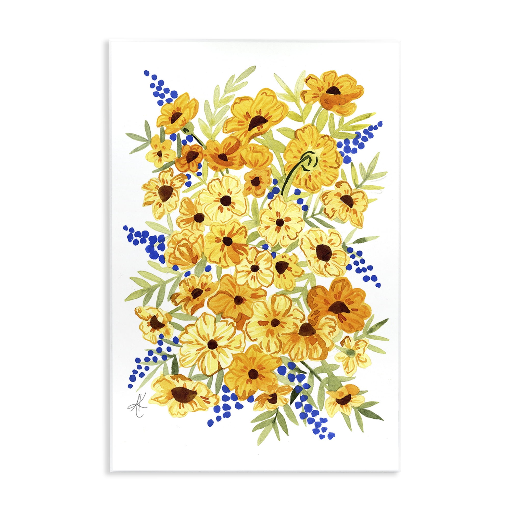 Stupell Industries Golden Cosmos Flowers Botanical & Floral Painting Unframed Art Print Wall Art, 13 x 19