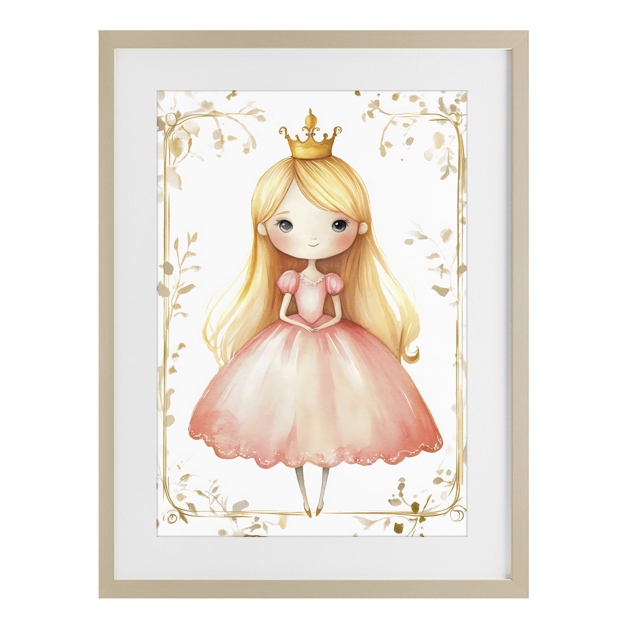 Stupell Industries Golden Crown Fairytale Princess Birch Framed Print Under Glass, design by Creative Studio