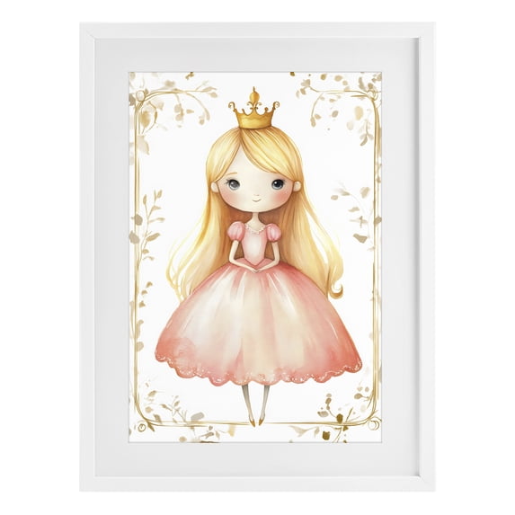 Stupell Industries Eclectic Golden Crown Fairytale Princess White Framed Print Under Glass, 14 x 20, by Creative Studio